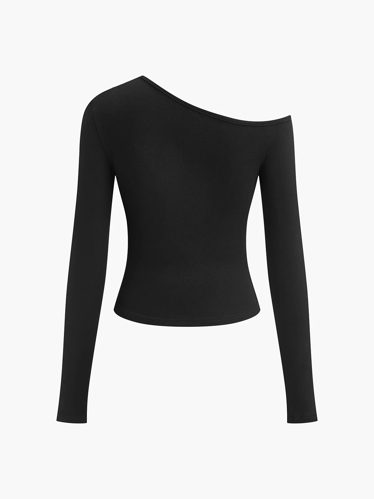 Cut Out Asymmetric Off Shoulder Slinky Long Sleeve Shirt - Image 6