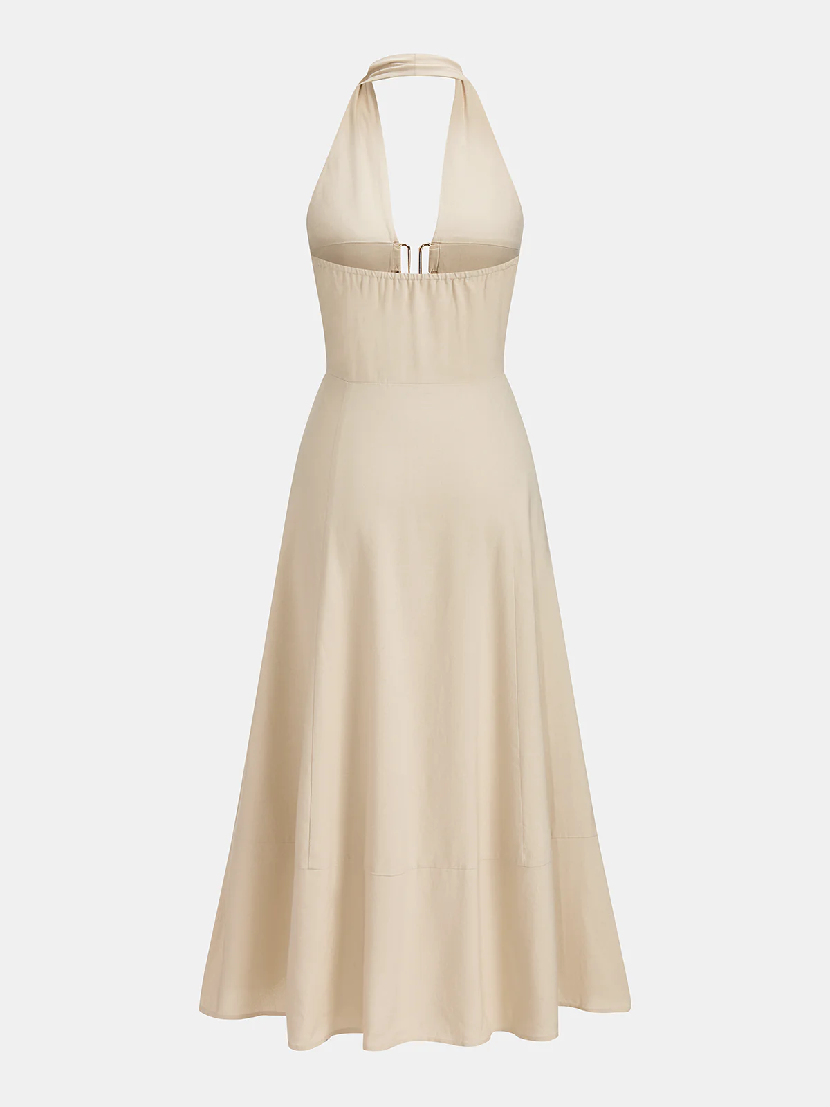 Cut-Out Linen-Blend Halter Maxi Dress - Image 3