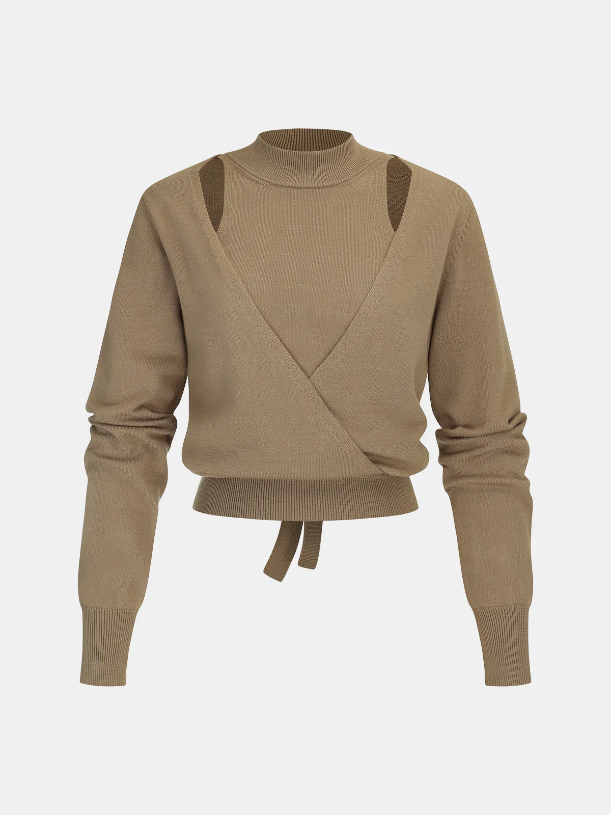 Cut-Out Shoulder Tie-Back Sweater