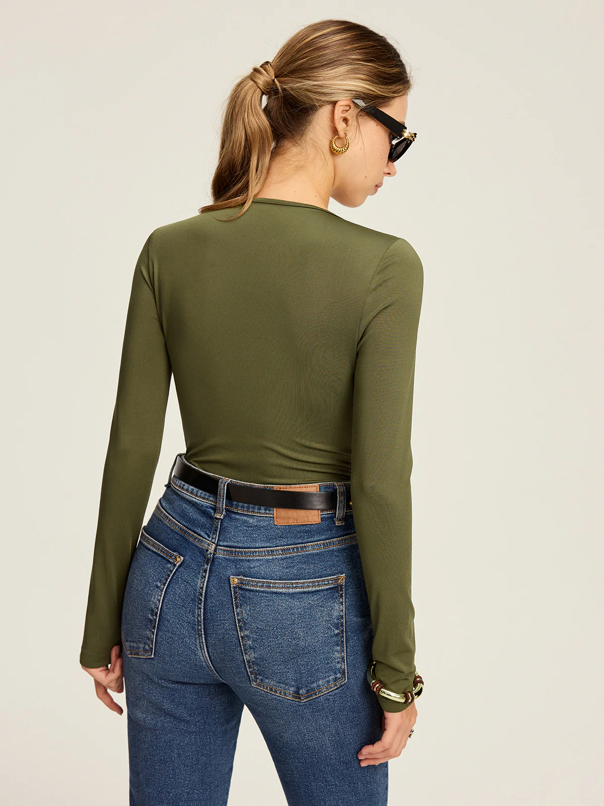 Cut-Out Twist Long Sleeve Blouse - Image 6