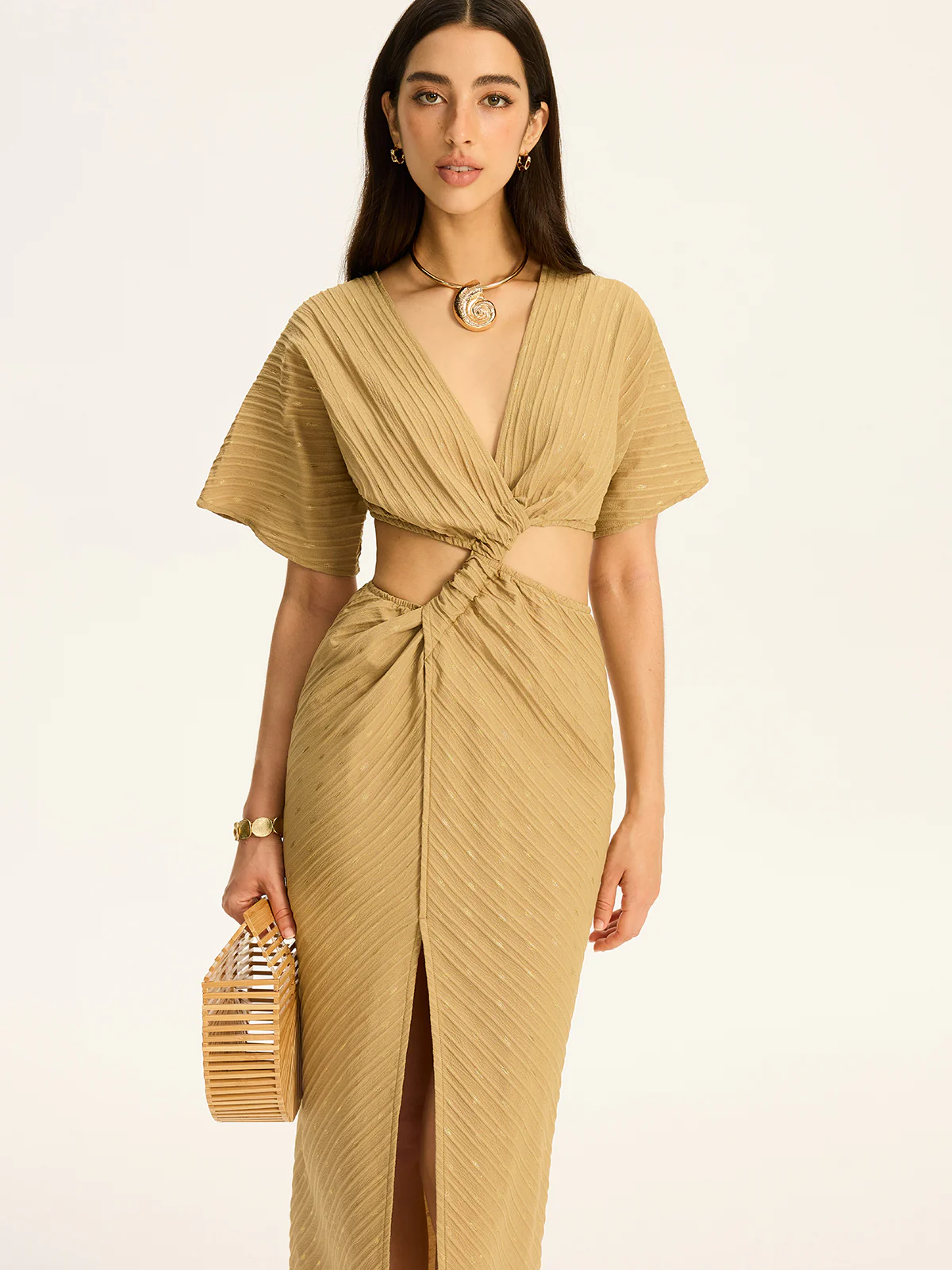 Cut-Out Twist Slit Maxi Dress - Image 2
