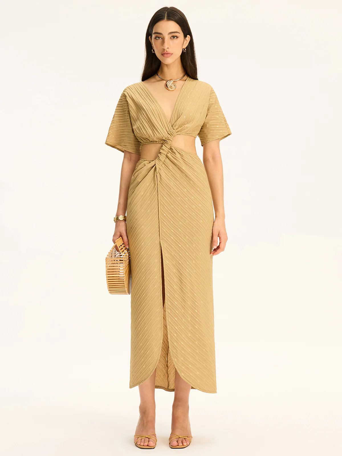 Cut-Out Twist Slit Maxi Dress - Image 3