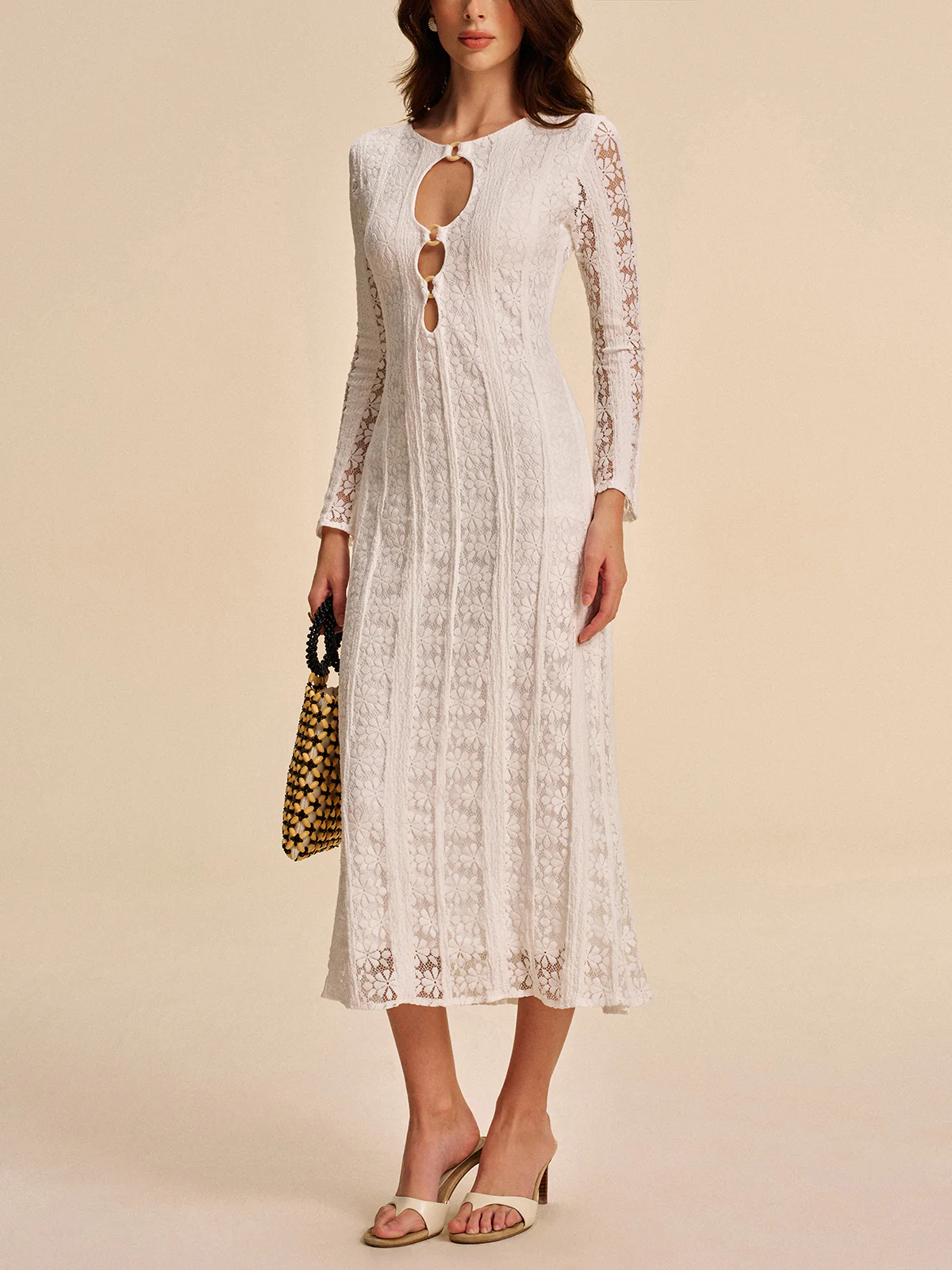 Cutout Detail Lace Dress - Image 5