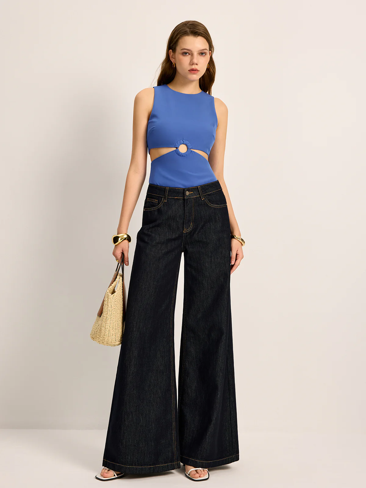Cutout Detail Round Neck Top - Image 6