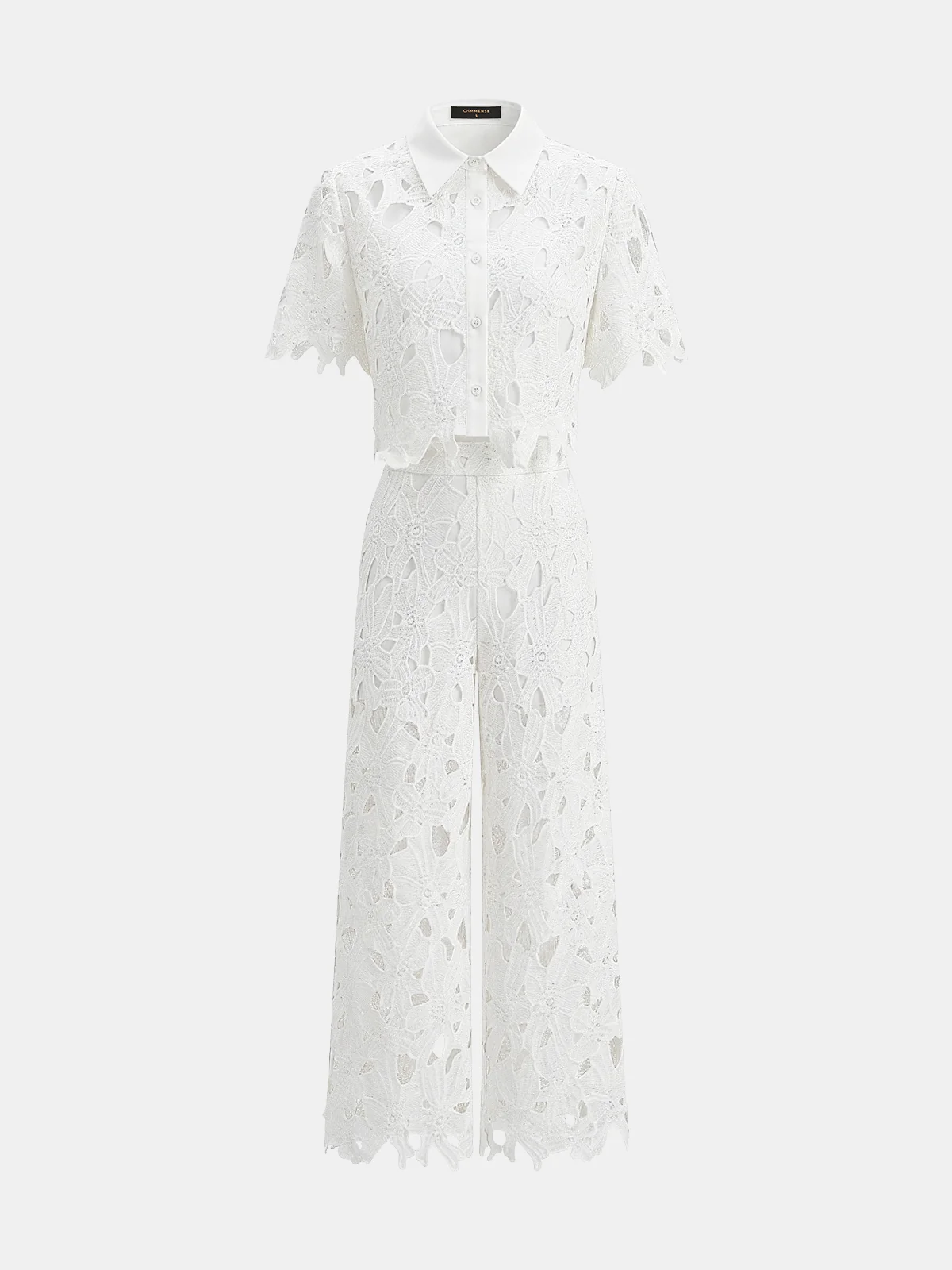 Cutout Lace Short Sleeve Top & Pants Set - Image 8