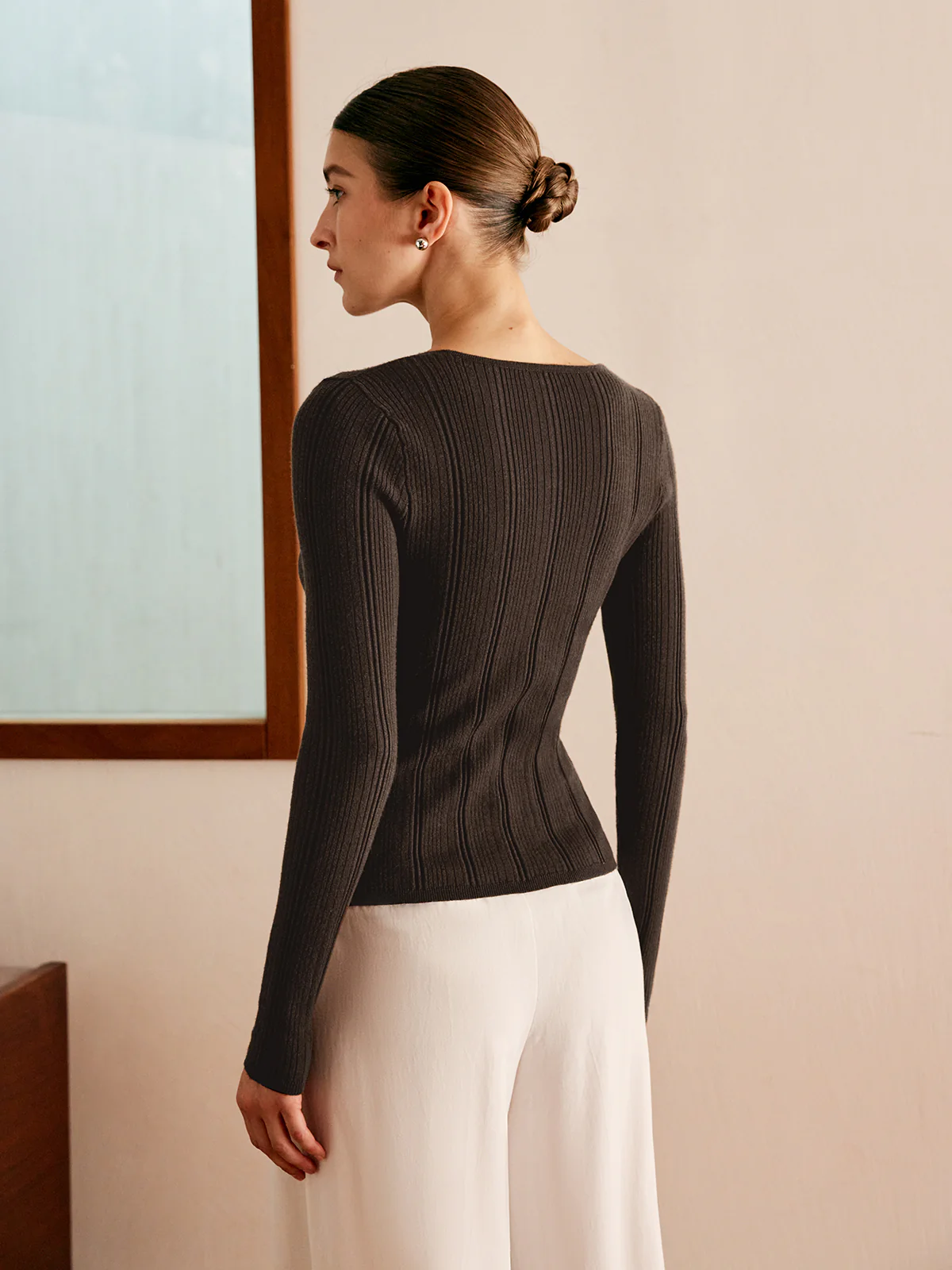 Cutout Metal Button Knit Top - Image 6