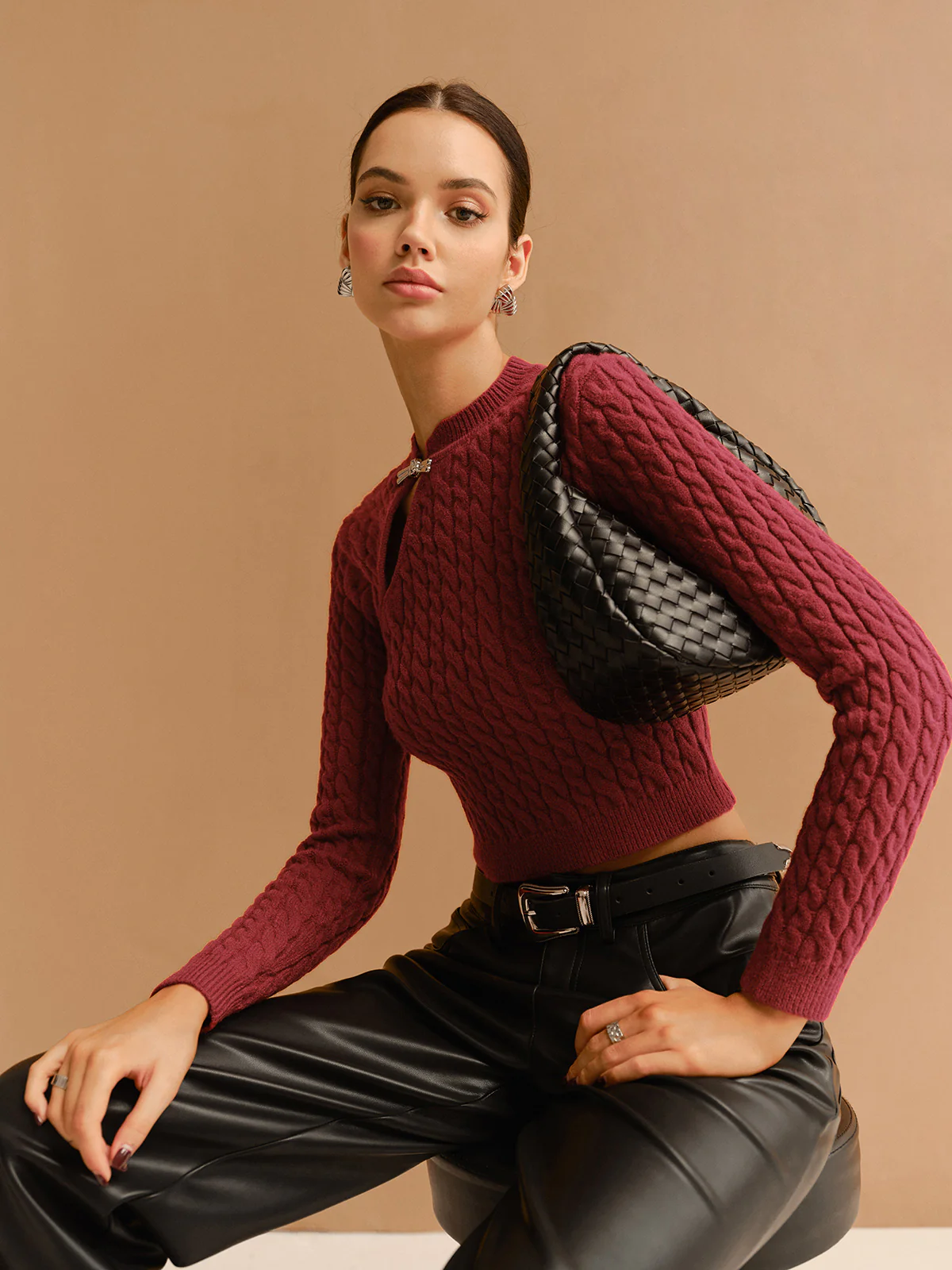 Cutout Twist Crop Sweater - Image 4