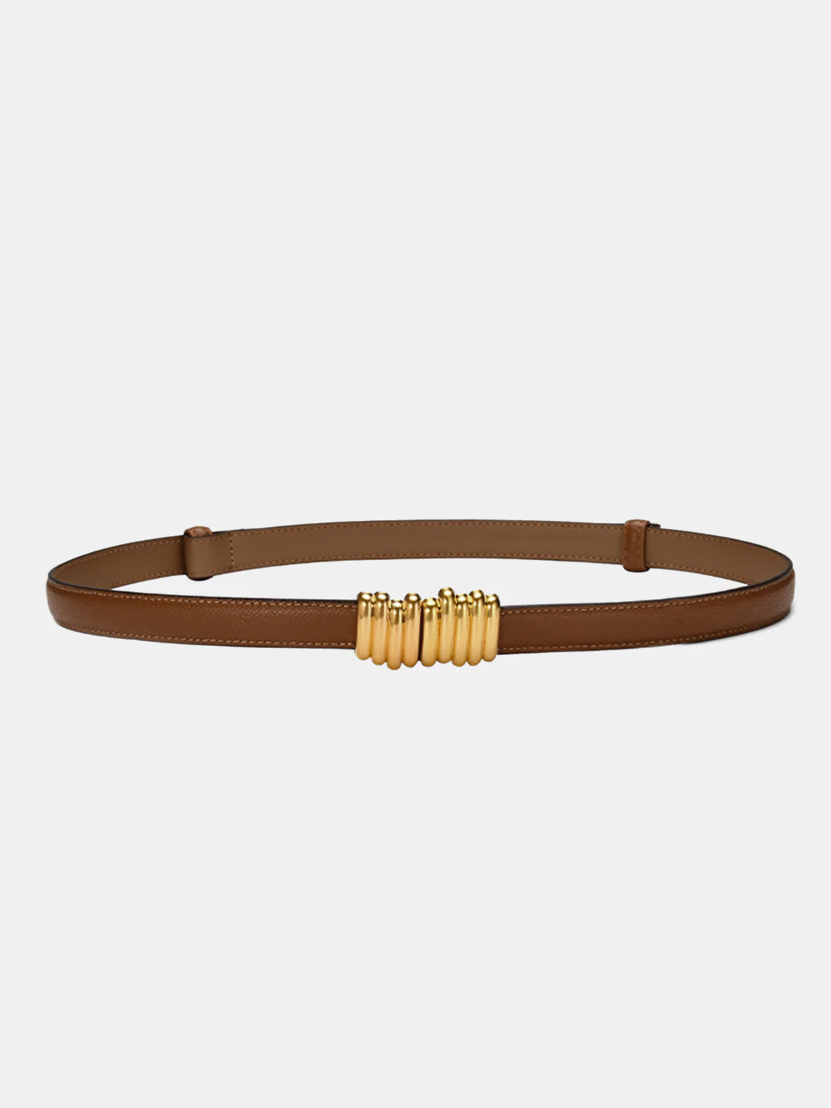 Cylindrical Buckle Leather Thin Belt