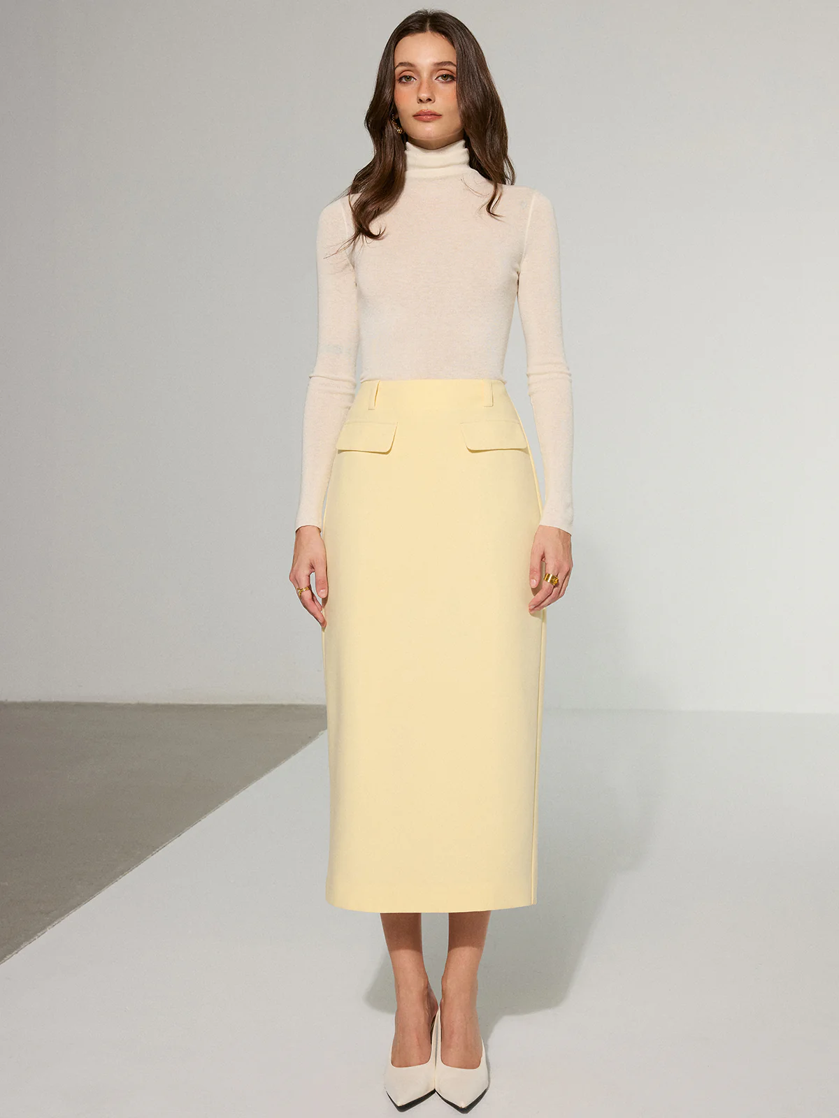 Decor Pocket Back Slit Midi Skirt - Image 3