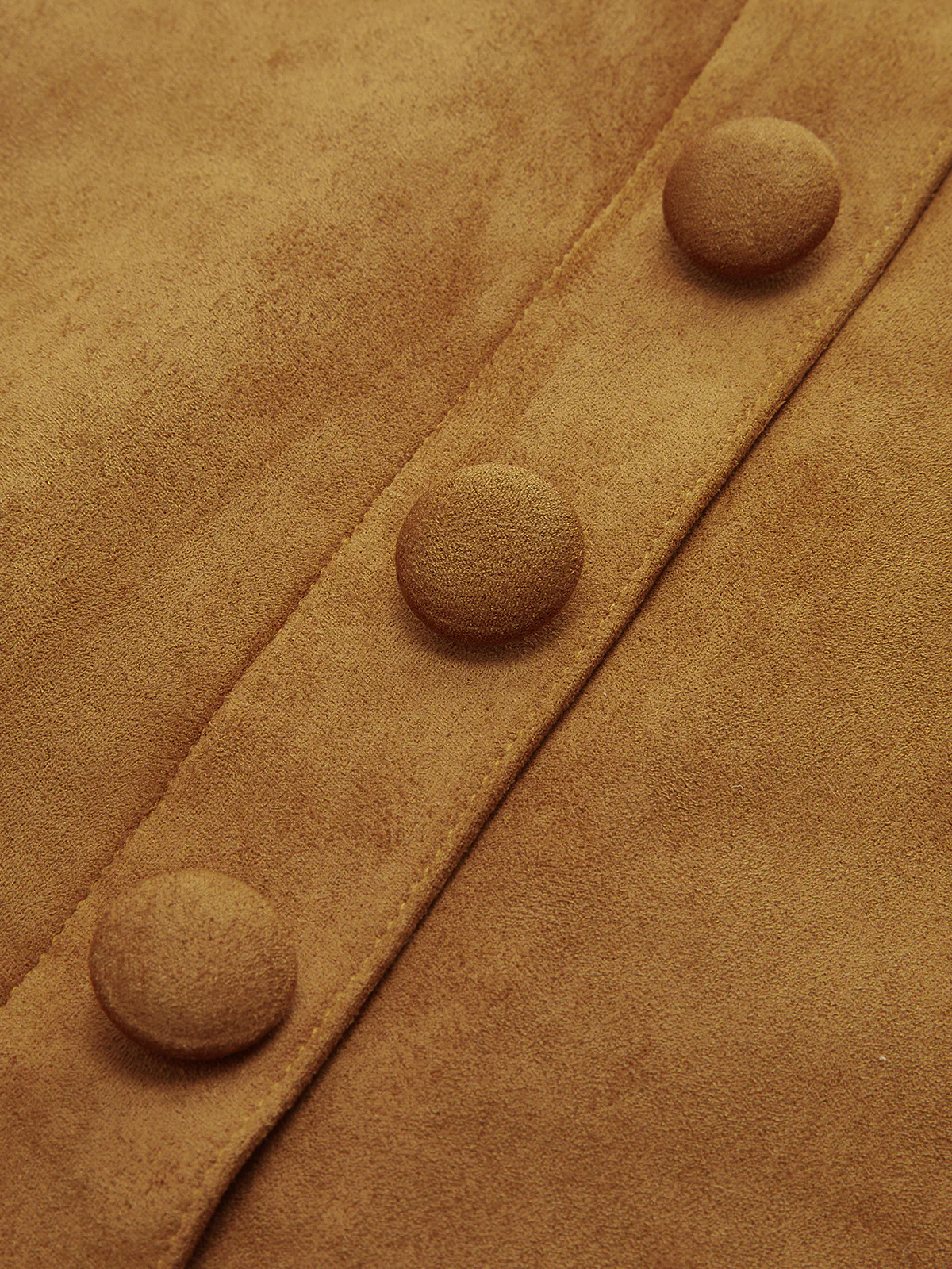 Decorative Button Suede Effect Slit Midi Skirt - Image 4