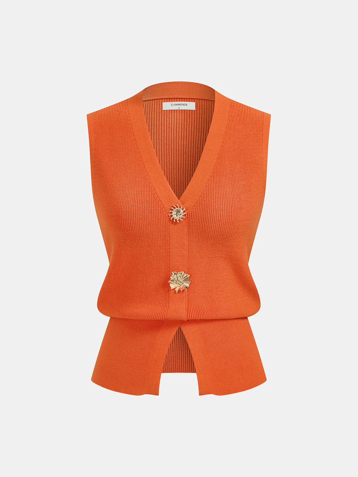 Decorative Button V Neck Knit Vest