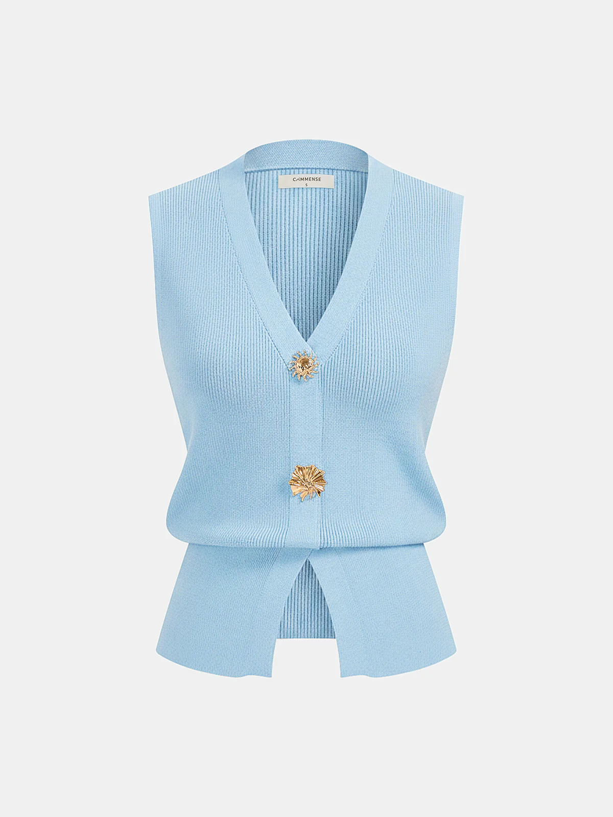 Decorative Button V Neck Knit Vest - Image 5