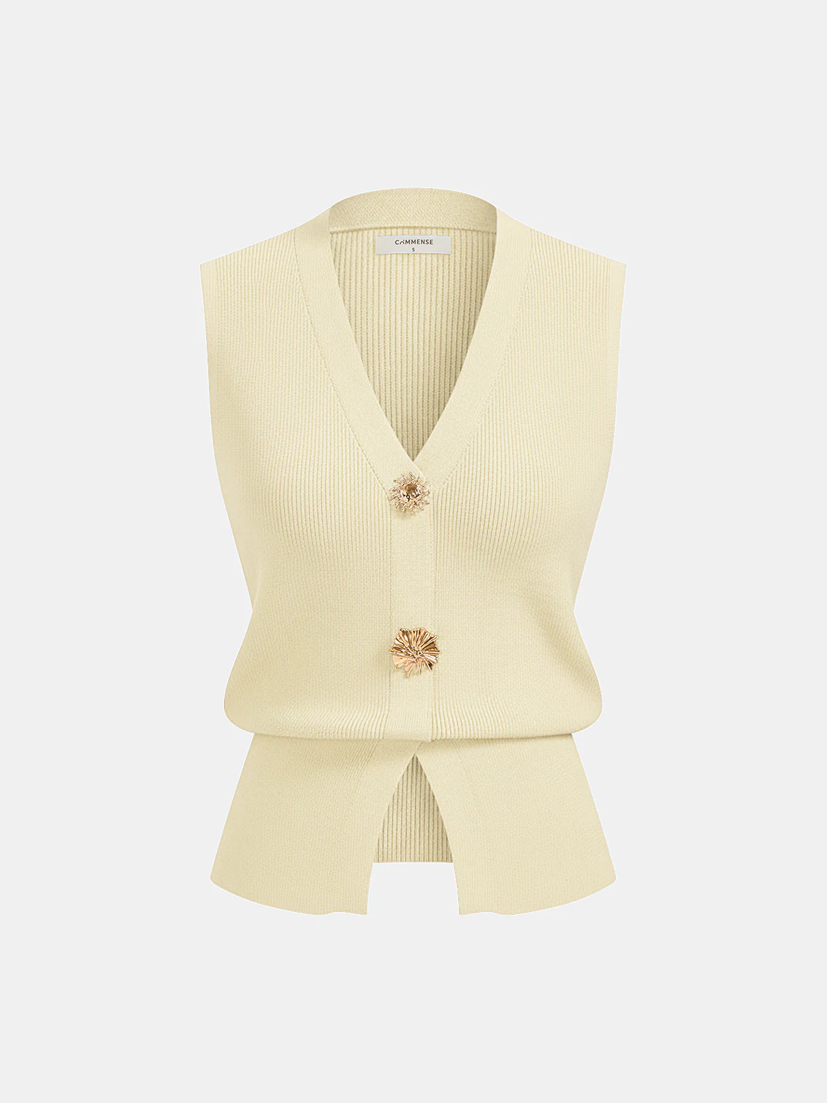 Decorative Button V Neck Knit Vest - Image 6