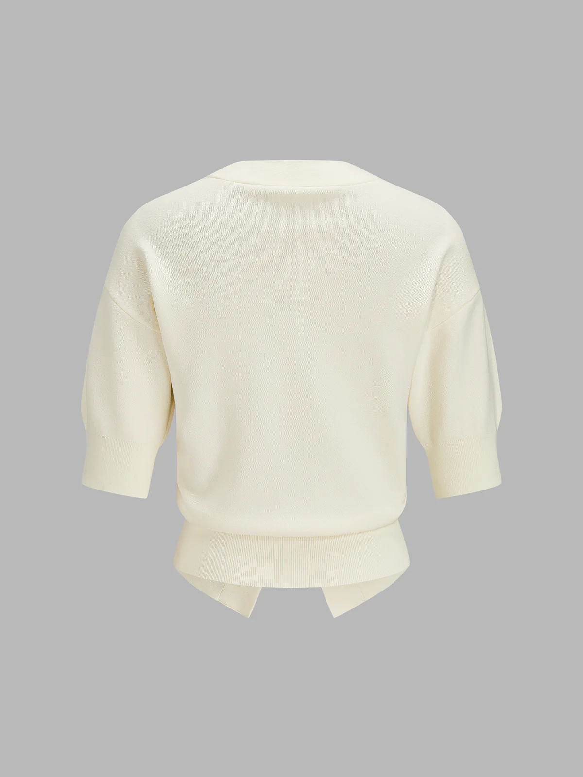 Decorative Sun Button Short Sleeve Knit Cardigan - Image 3
