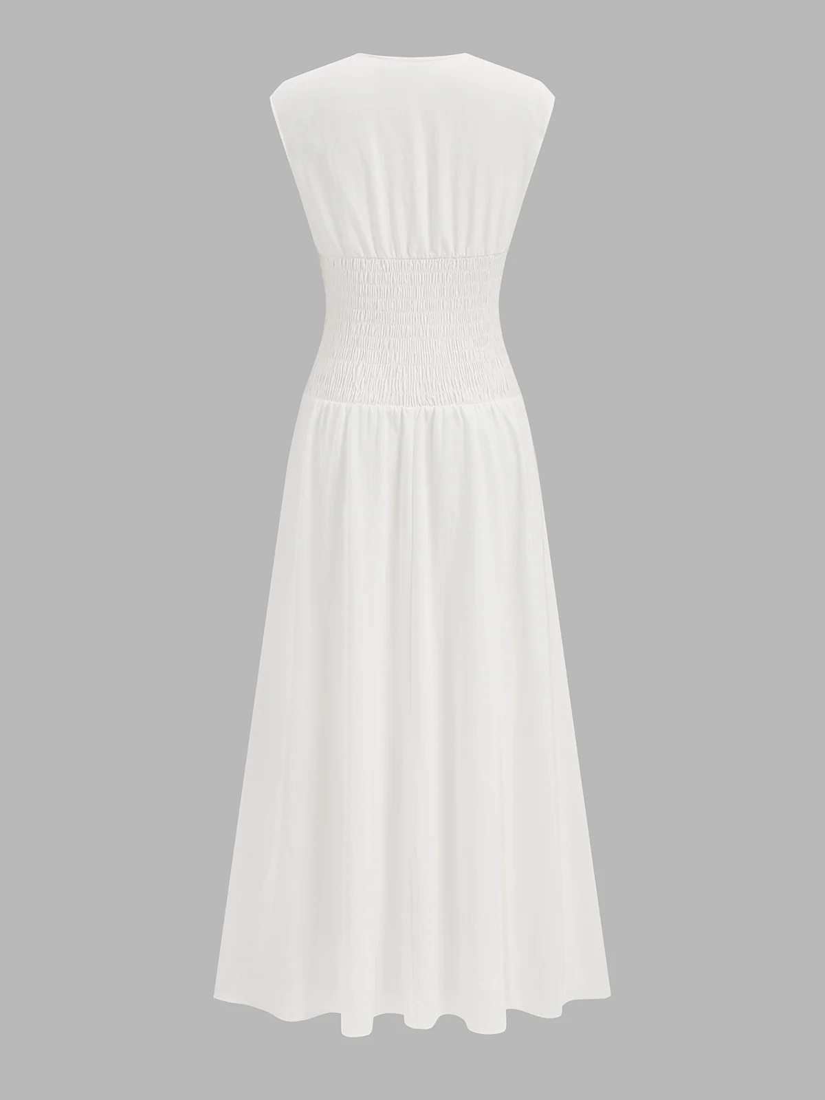 Deep V Neck Sleeveless Smocked Maxi Dress - Image 2