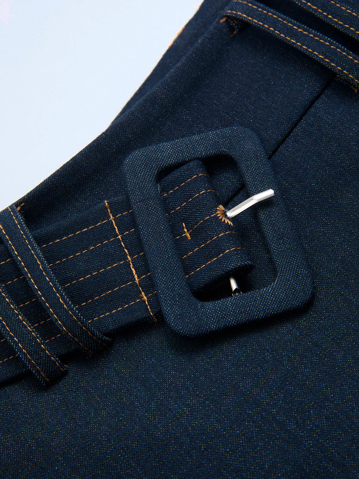 Denim Belted A-Line Mini Skirt - Image 3