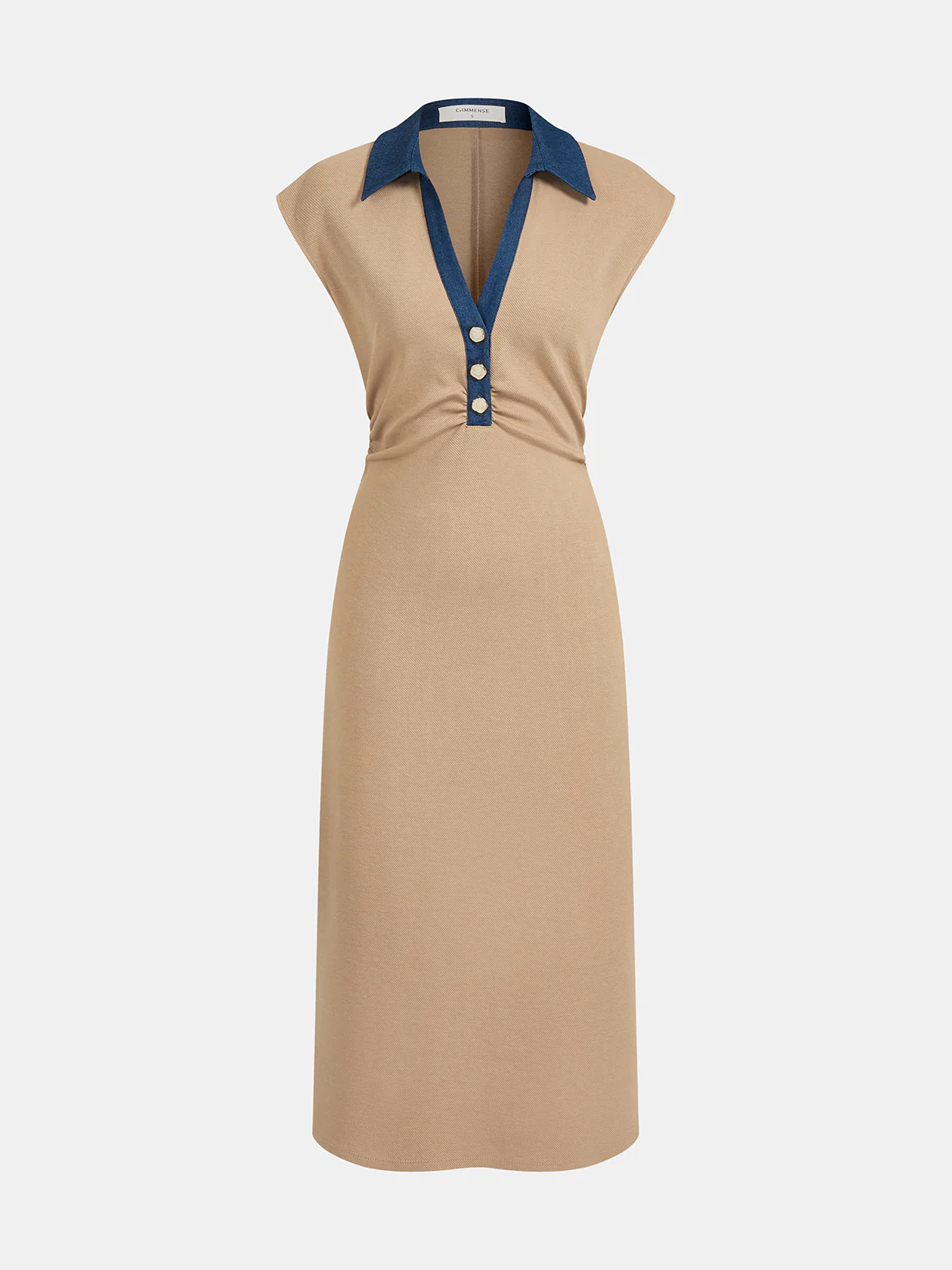 Denim Collar Sleeveless Maxi Dress