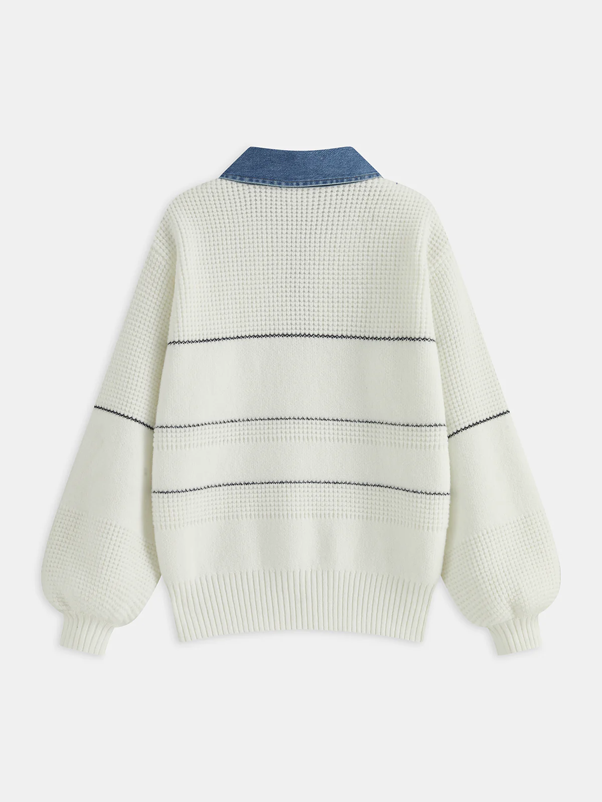 Denim Collar Striped Sweater - Image 2