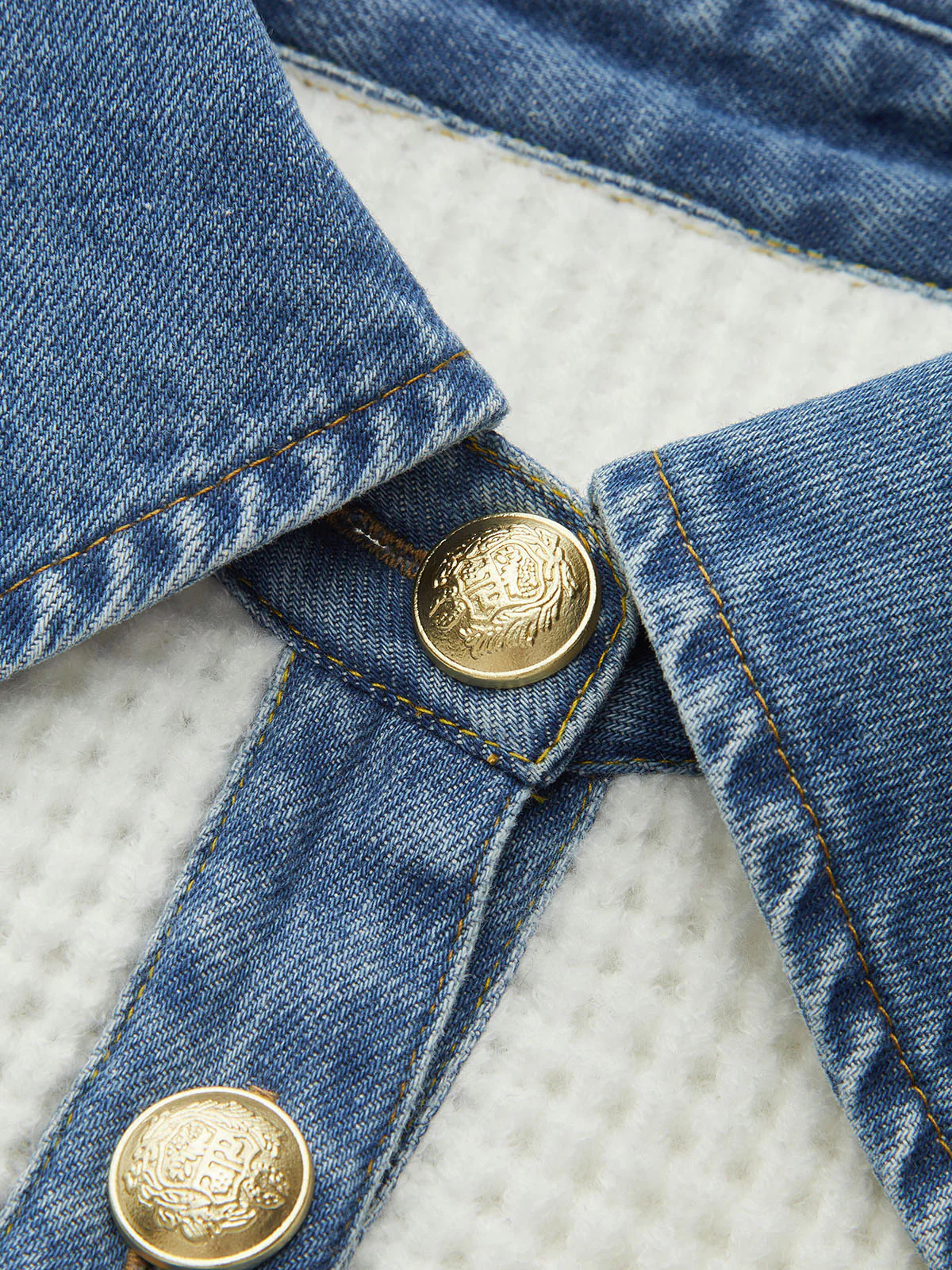 Denim Collar Striped Sweater - Image 4