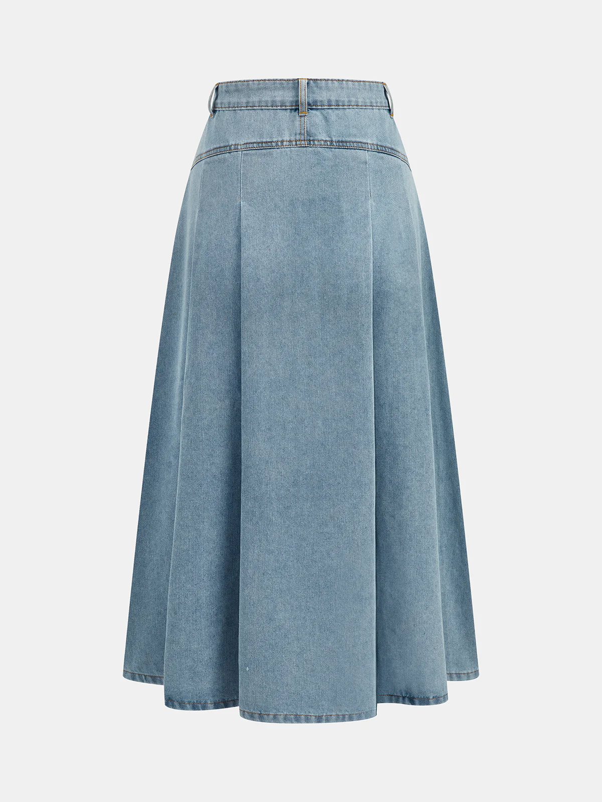 Denim Crop Vest & Pleated Midi Skirt Set - Image 5