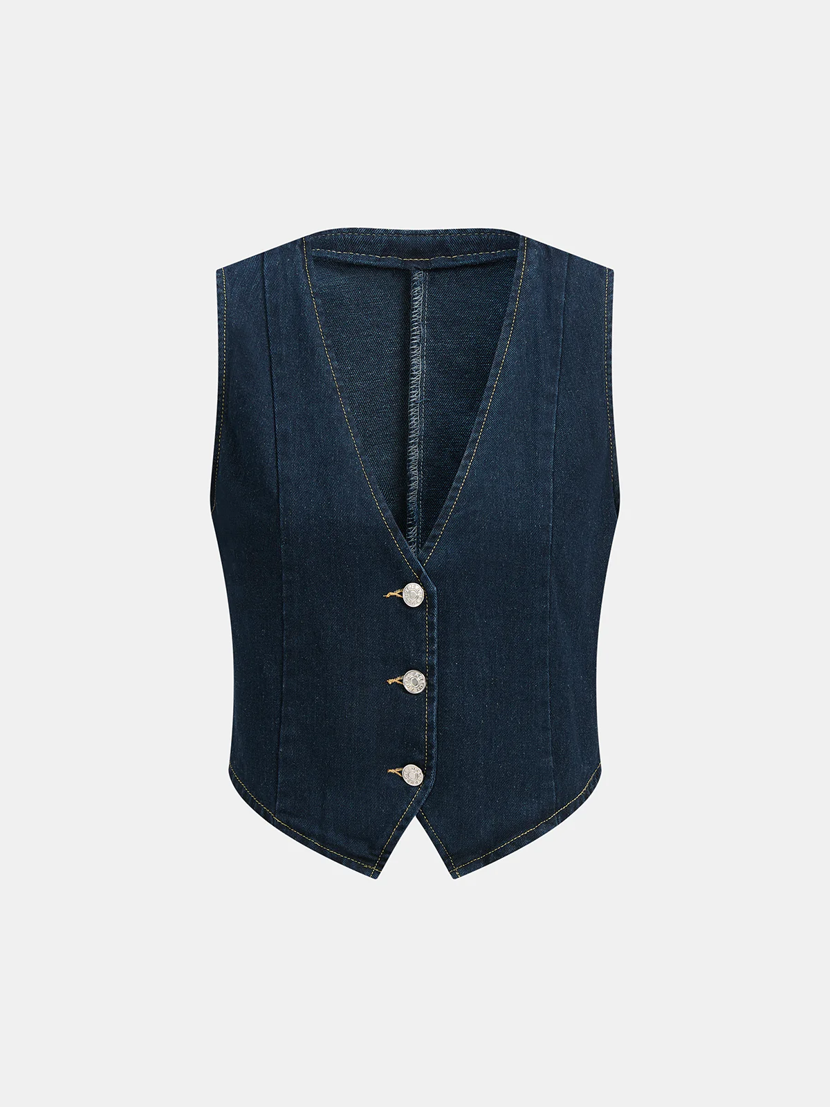 Denim Crop Vest & Wide Leg Pants Set - Image 2