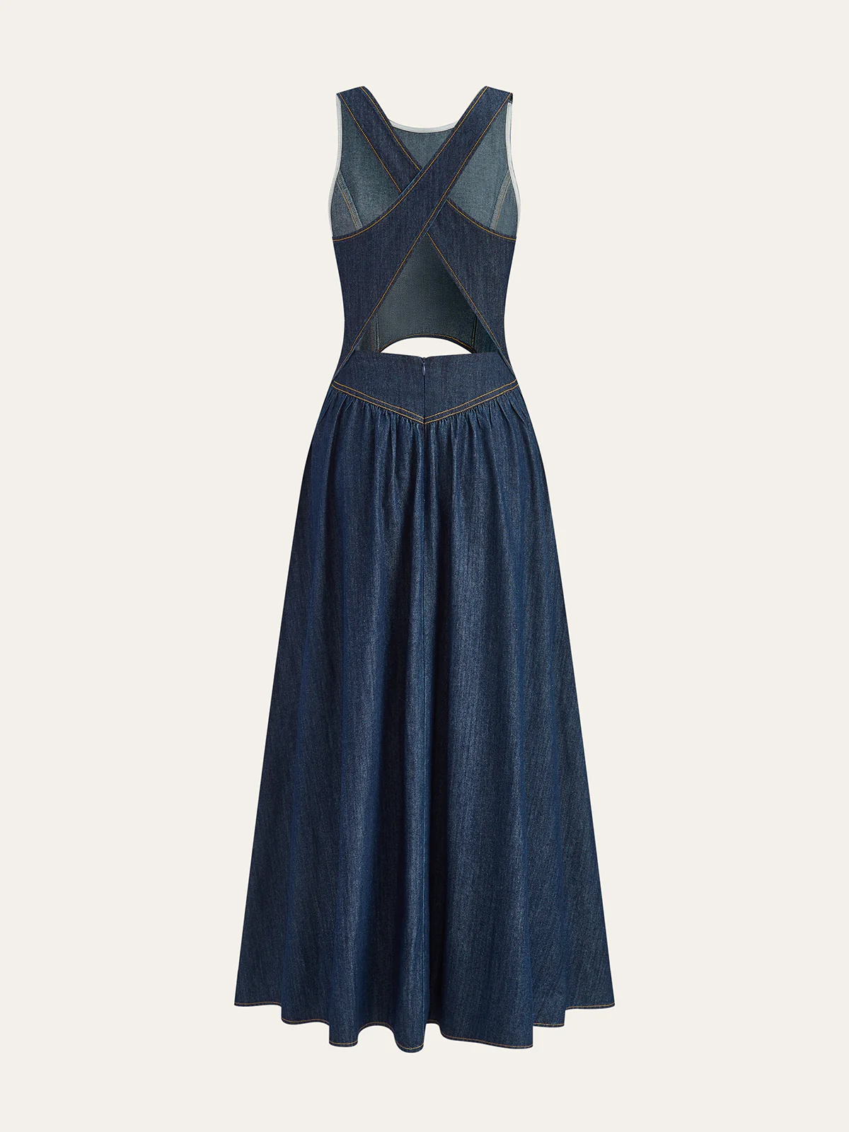 Denim Cut-Out Midi Dress - Image 3