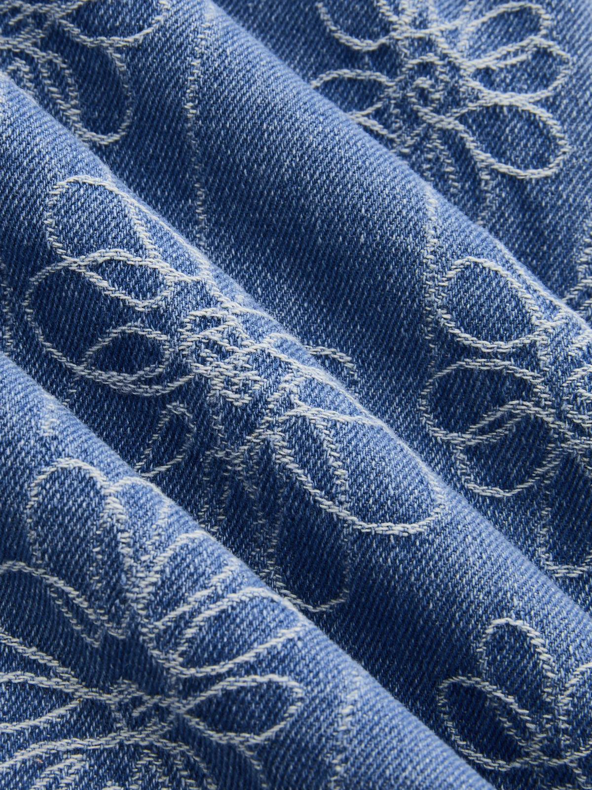 Denim Floral Jacquard Sleeveless Mini Dress - Image 4