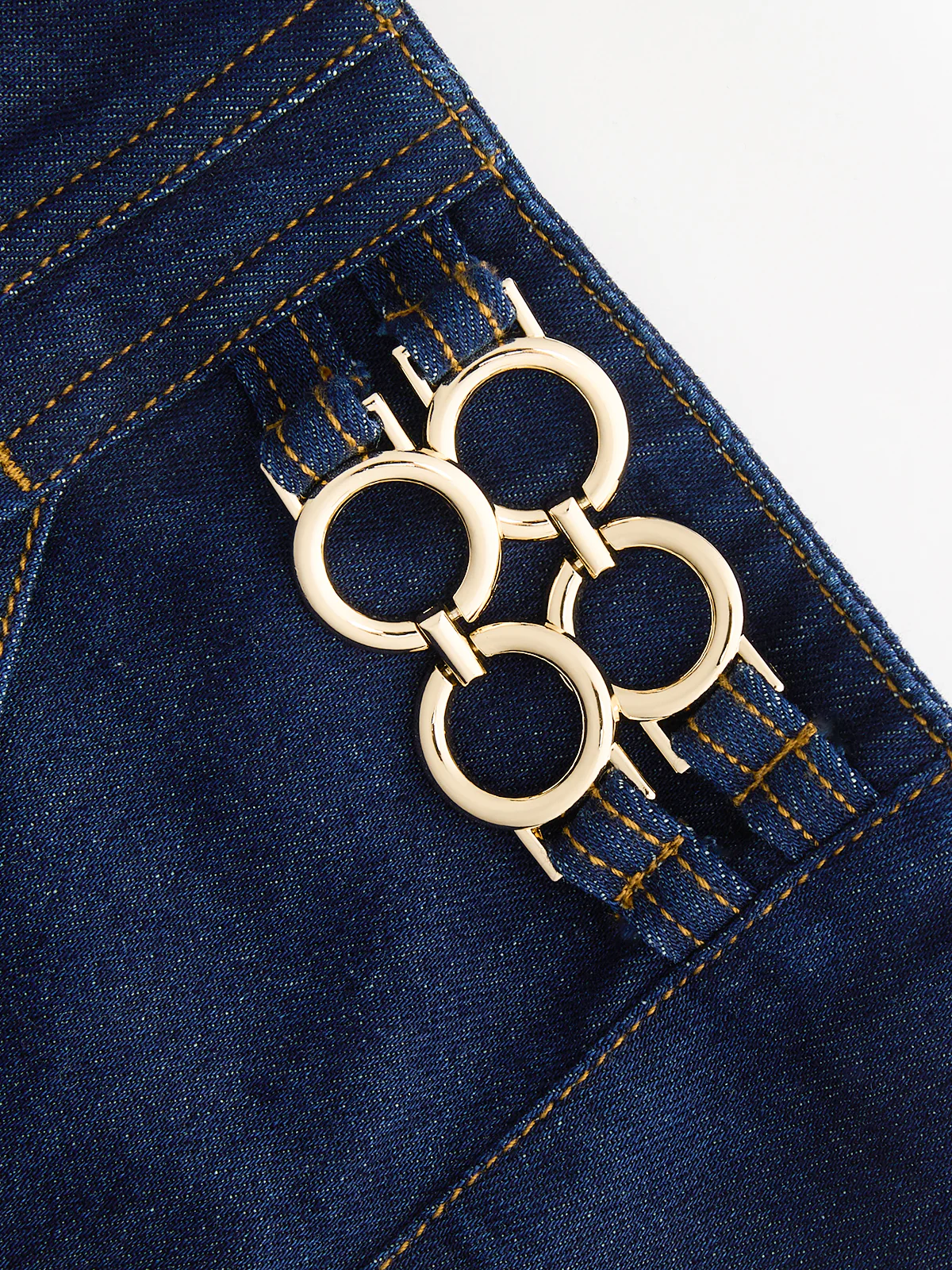 Denim Metal Button Halter Vest & Shorts Set - Image 8
