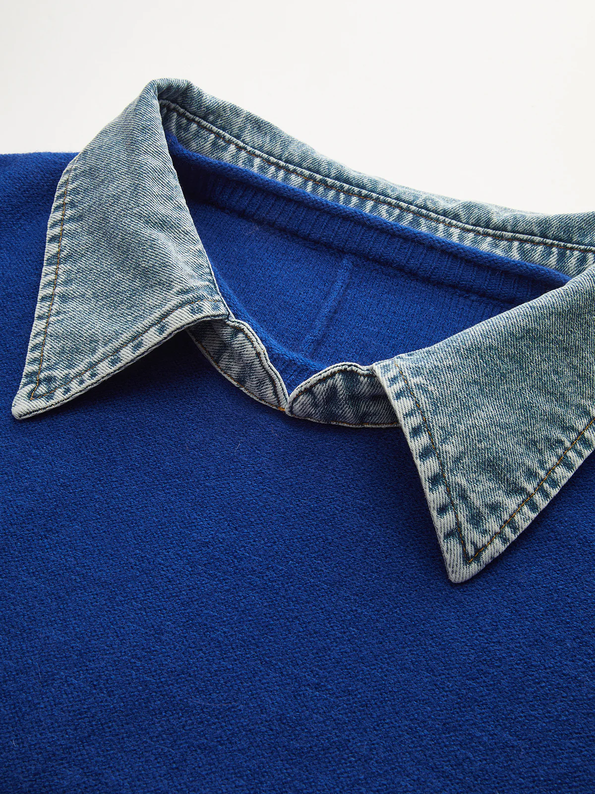 Denim Panel Knit Sweater - Image 3