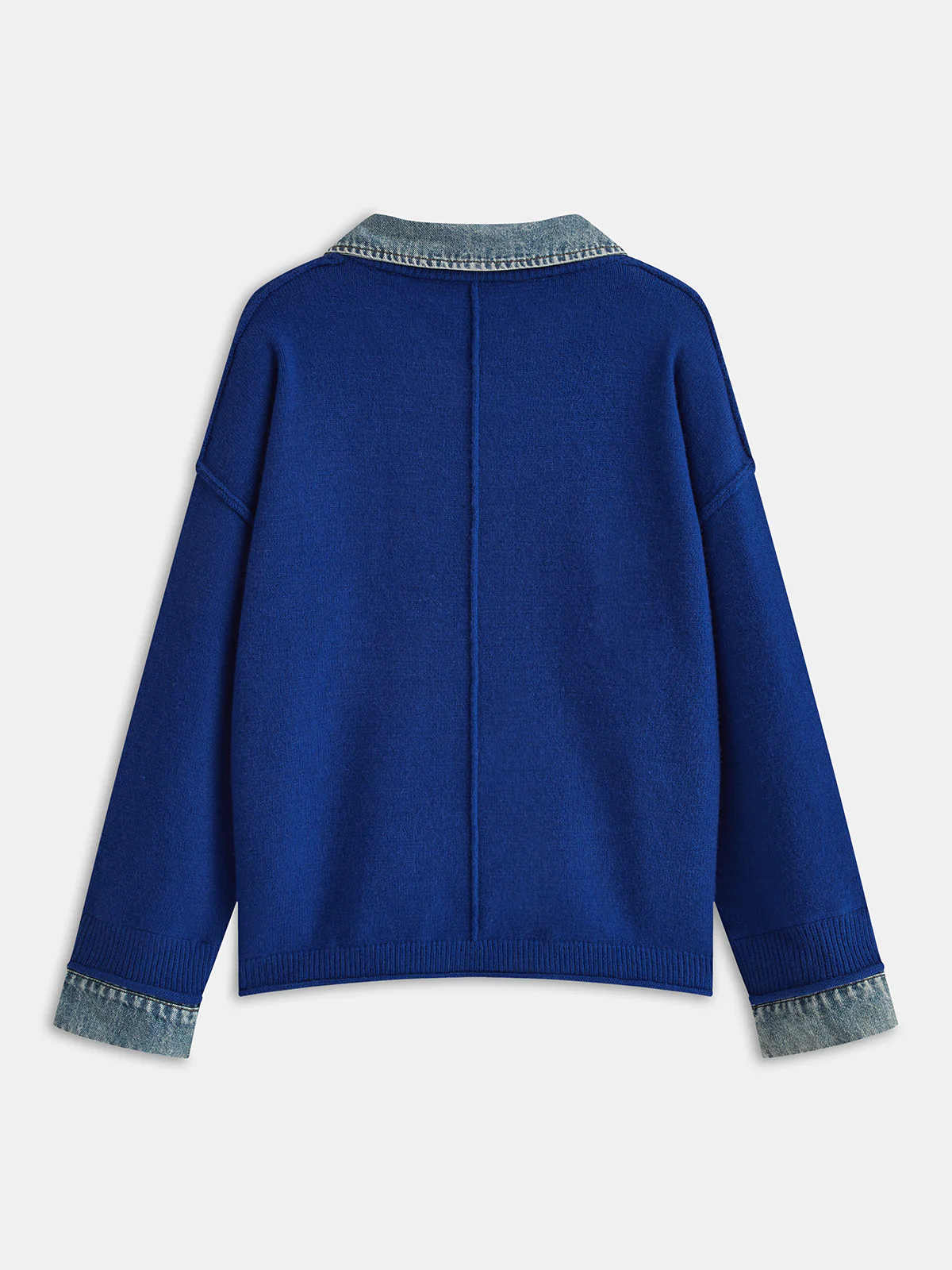 Denim Panel Knit Sweater - Image 5