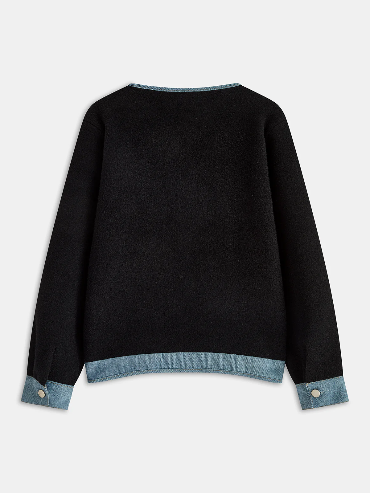 Denim Panel Oversized Cardigan - Image 2