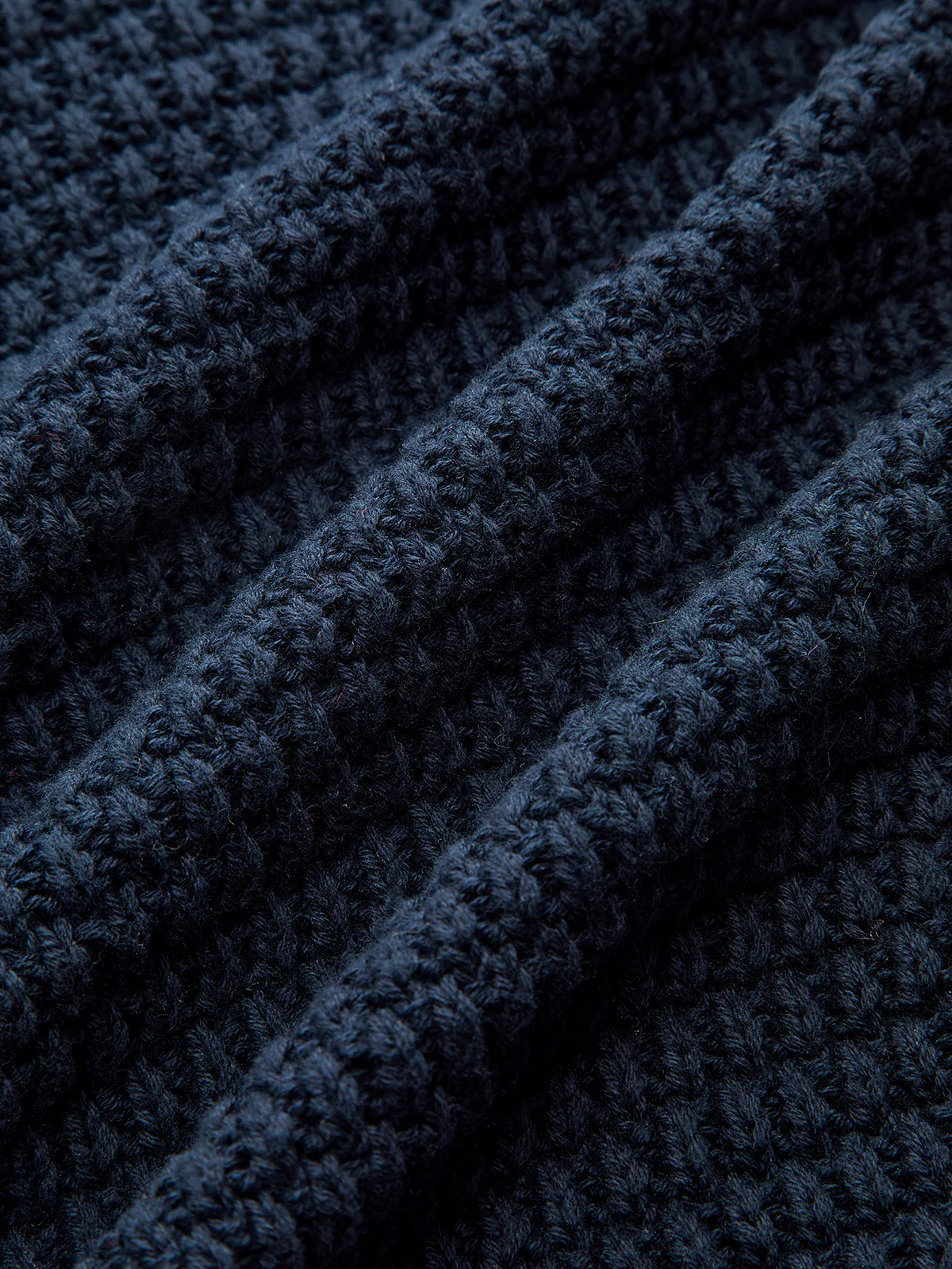 Denim Panel Polo Collar Cable Knit Sweater - Image 3