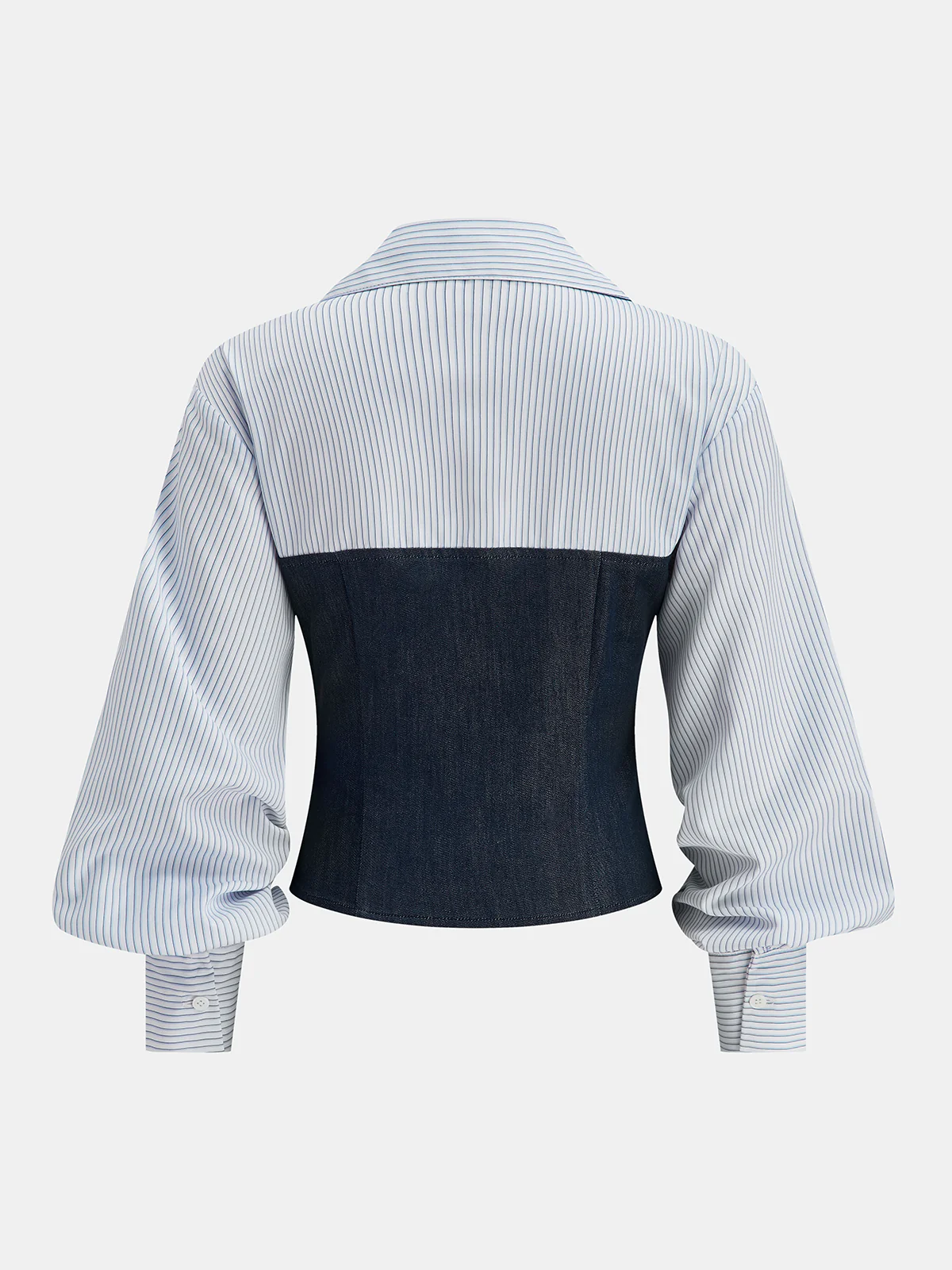 Denim Panel Striped Shirt - Image 2