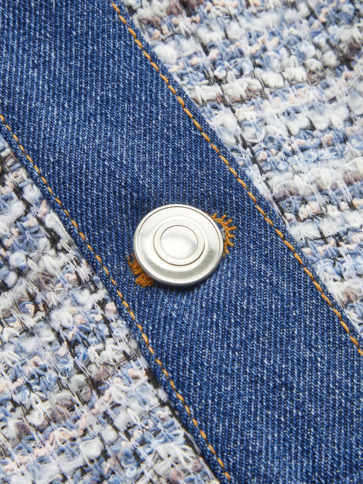 Denim Panel Tweed Mini Shirt Dress - Image 4