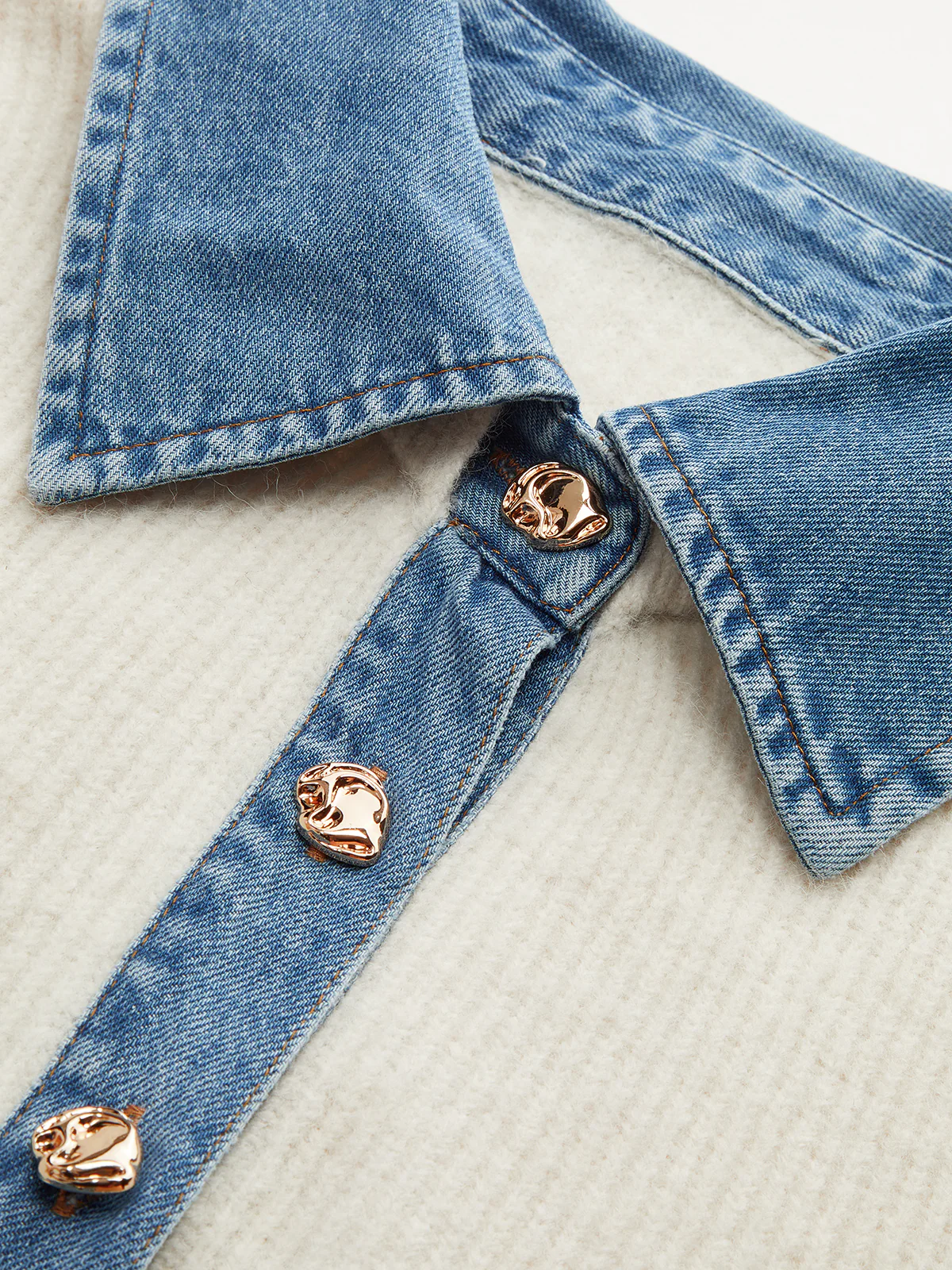 Denim Panel Wool-Blend Peplum Knit Top - Image 2