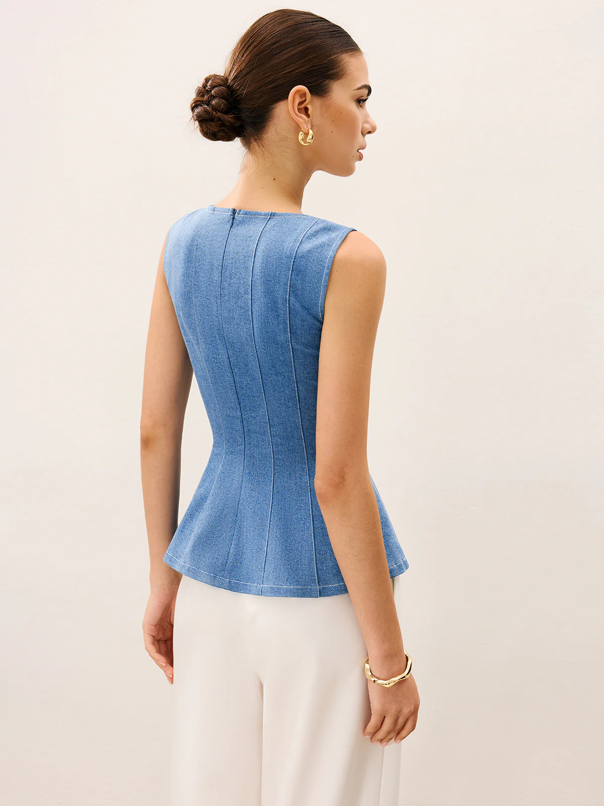 Denim Peplum Top - Image 6