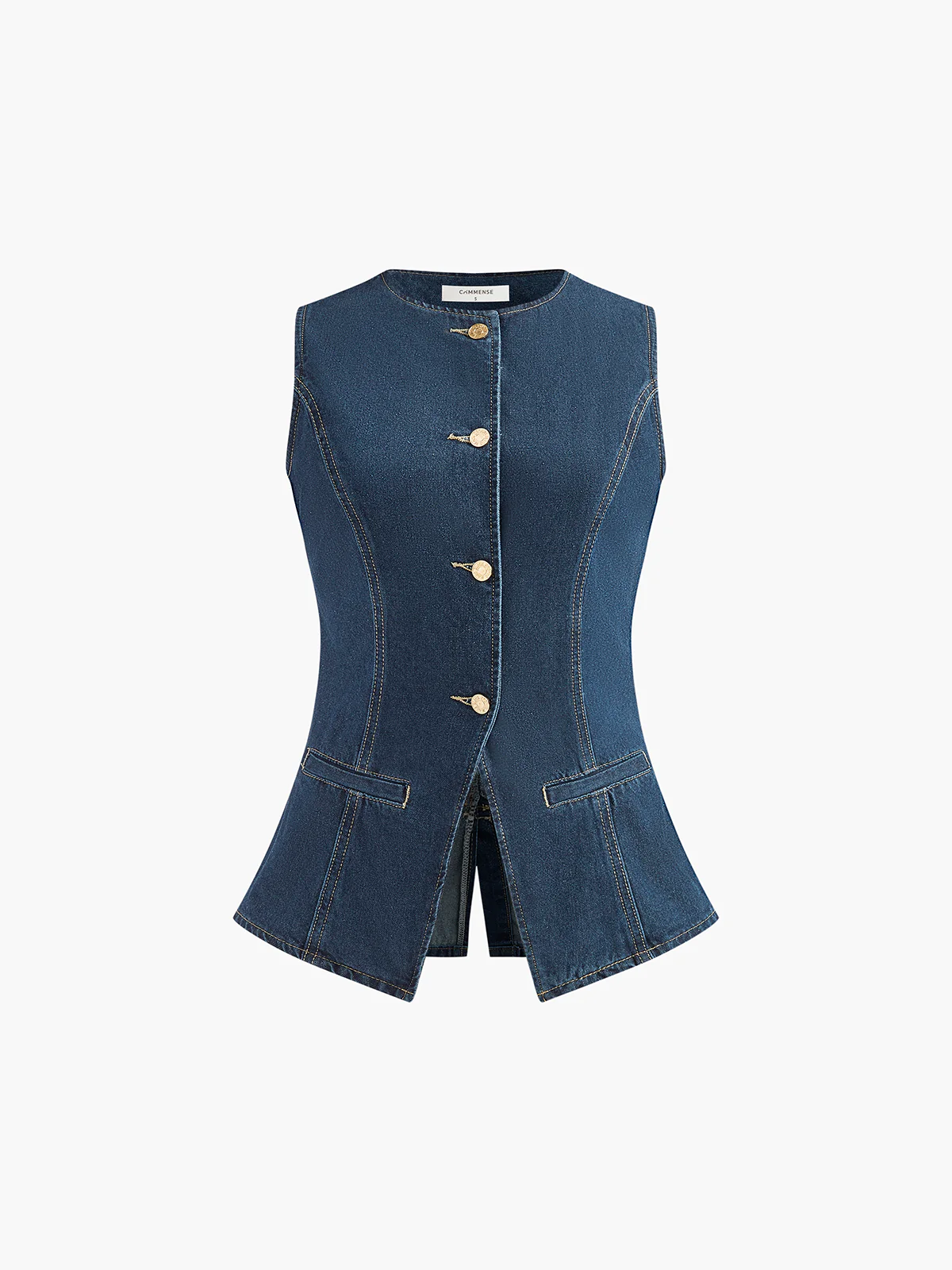 Denim Peplum Vest With Shorts Set - Image 4
