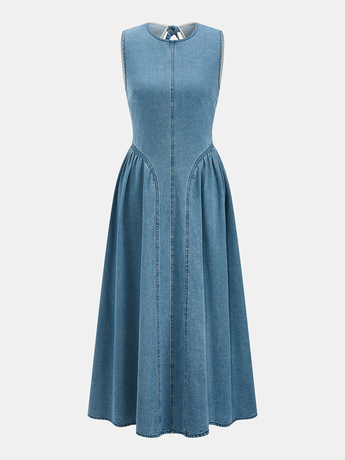Denim Sleeveless Backless Maxi Dress - Image 2