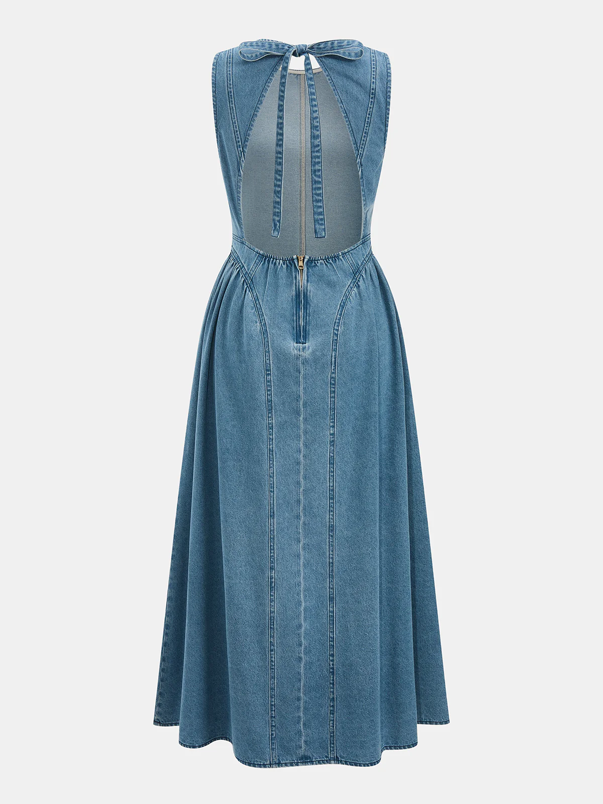 Denim Sleeveless Backless Maxi Dress - Image 3