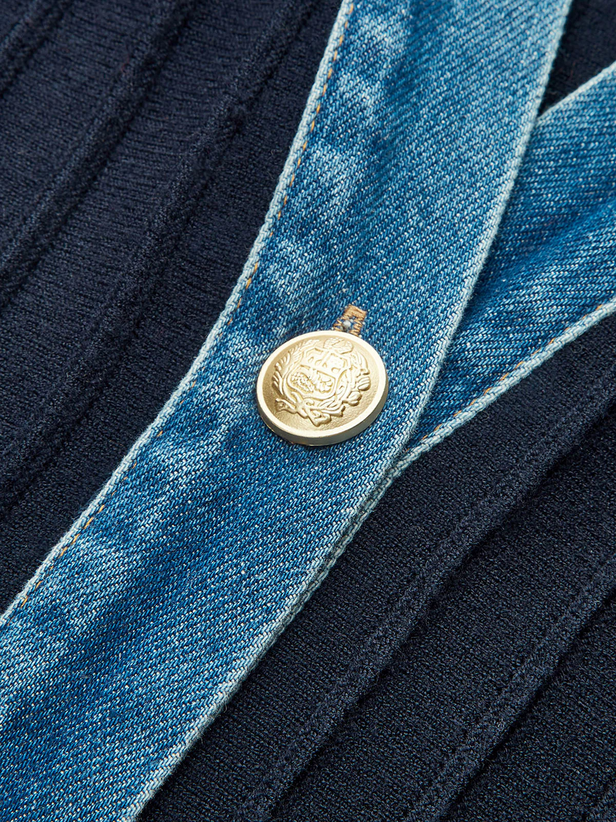 Denim Trim Knitted Peplum Cardigan - Image 3