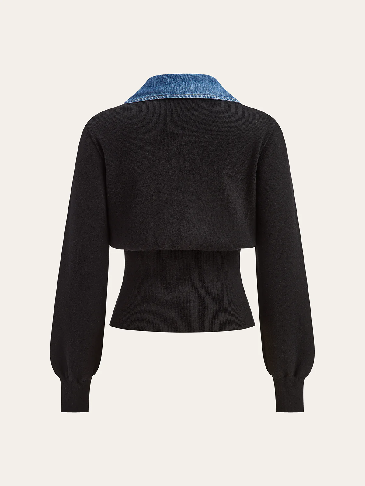Denim Trim Metal Button Cardigan - Image 2