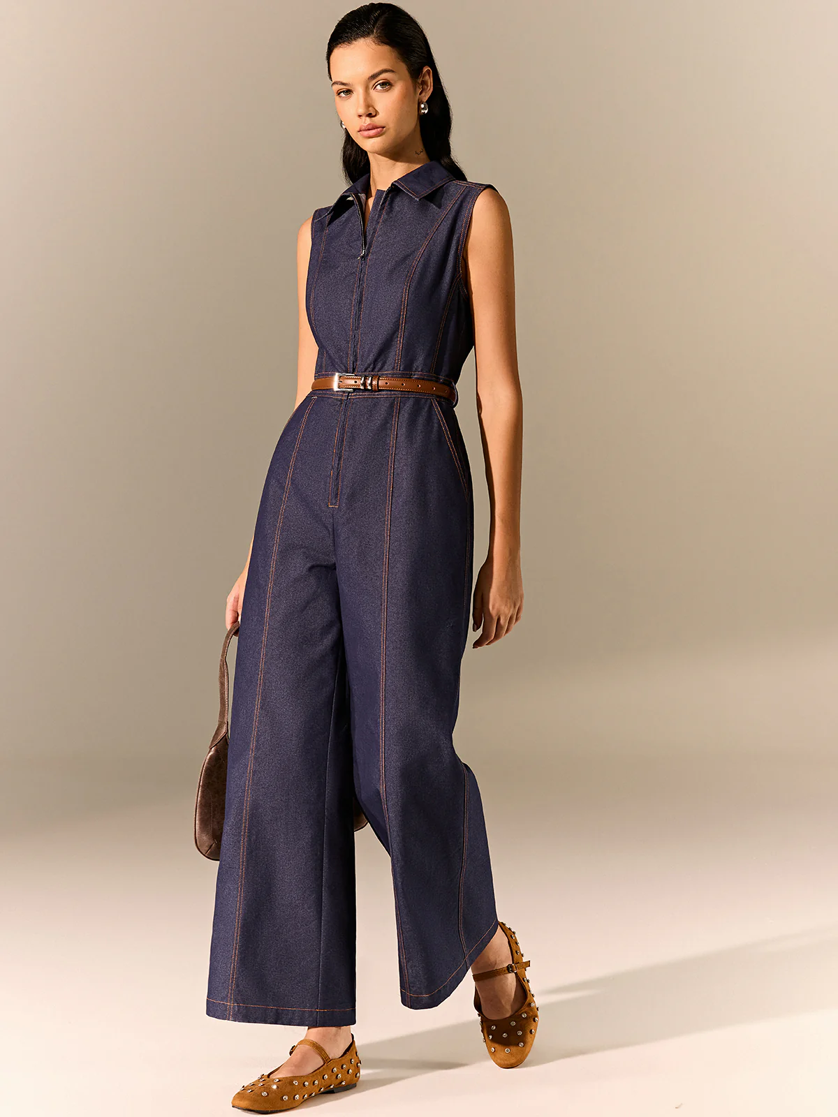 Denim Zipper Jumpsuit - Image 2