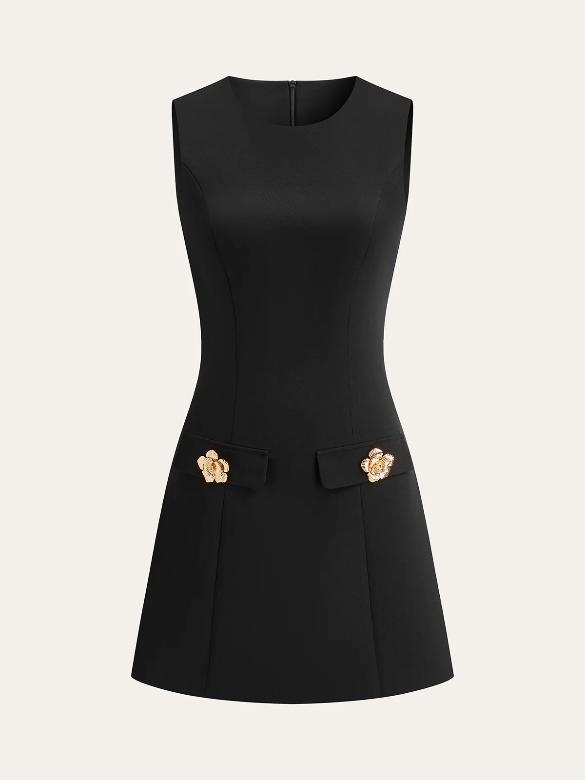 Detachable Cape Metal Floral Detail Dress Set - Image 2