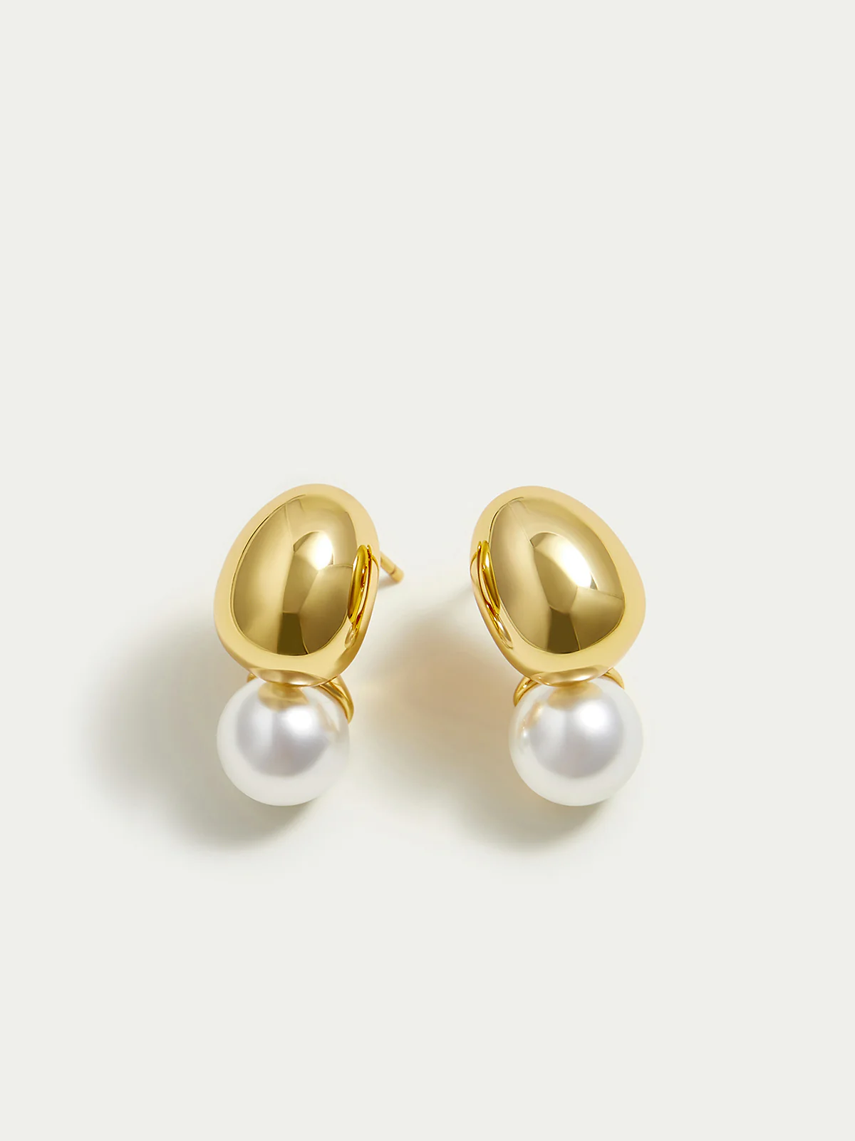 Detachable-Peal Golden Bean Stud Earrings - Image 3