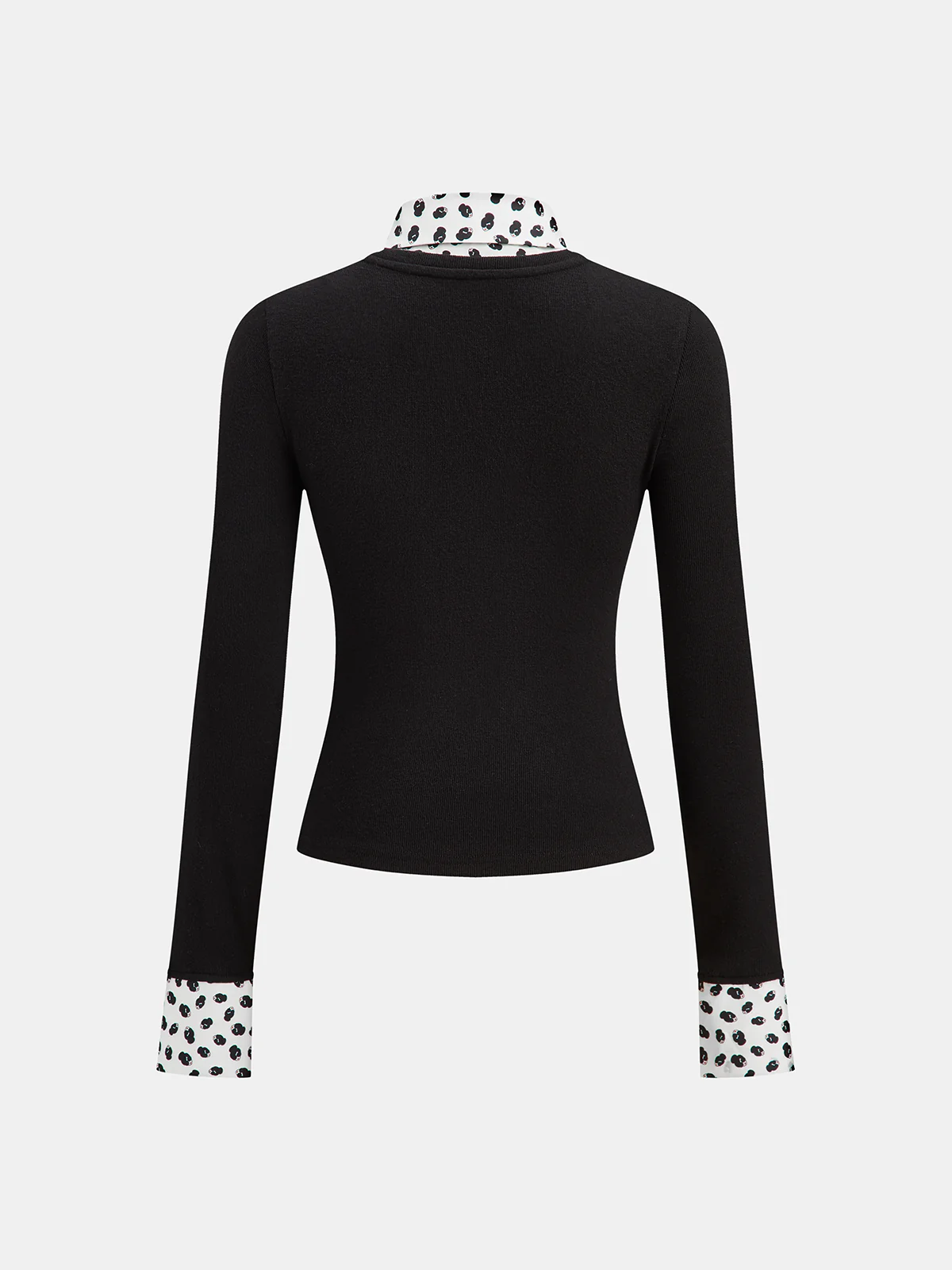 Detachable Printed Collar Knit Blouse - Image 2