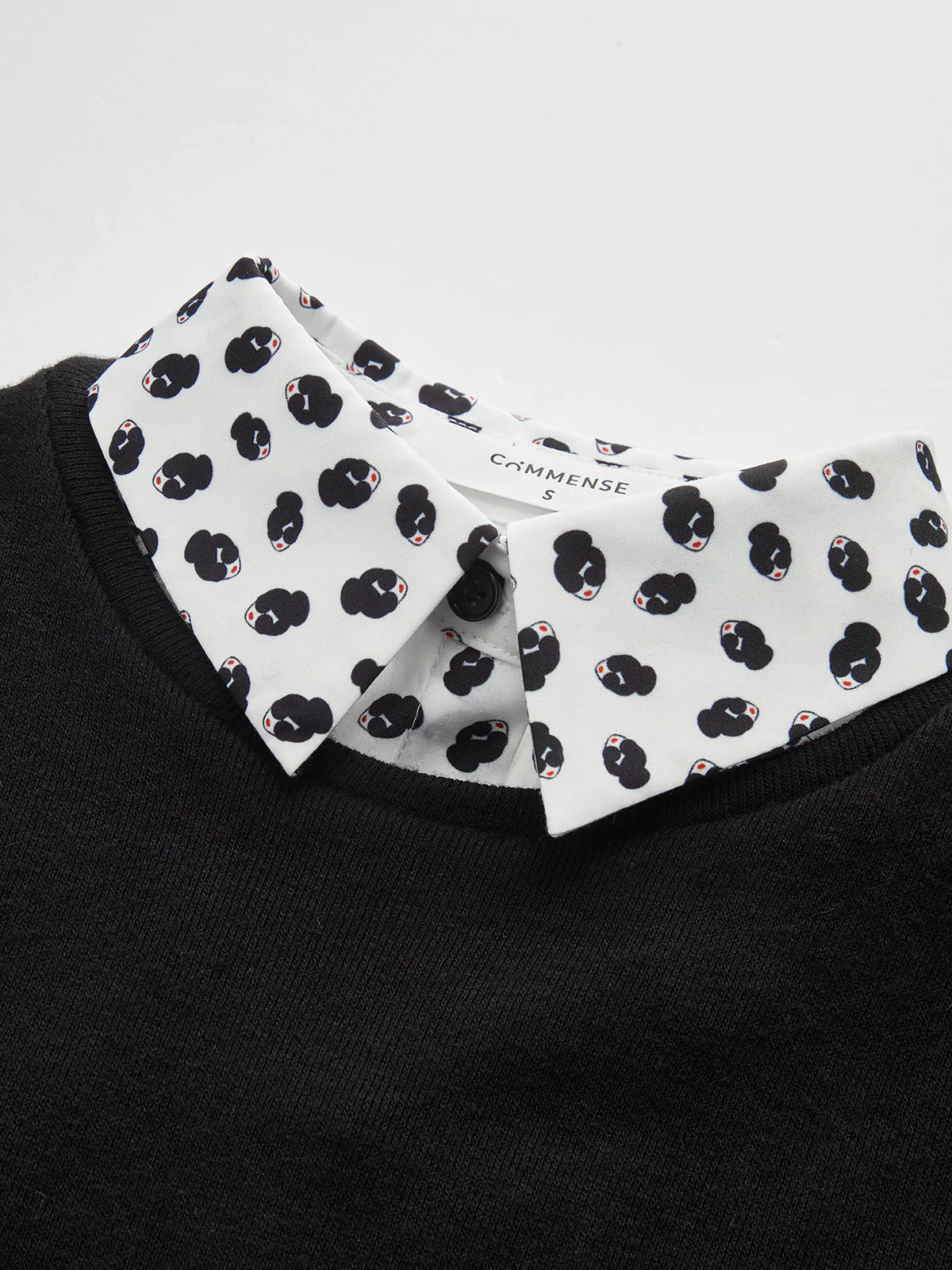 Detachable Printed Collar Knit Blouse - Image 4