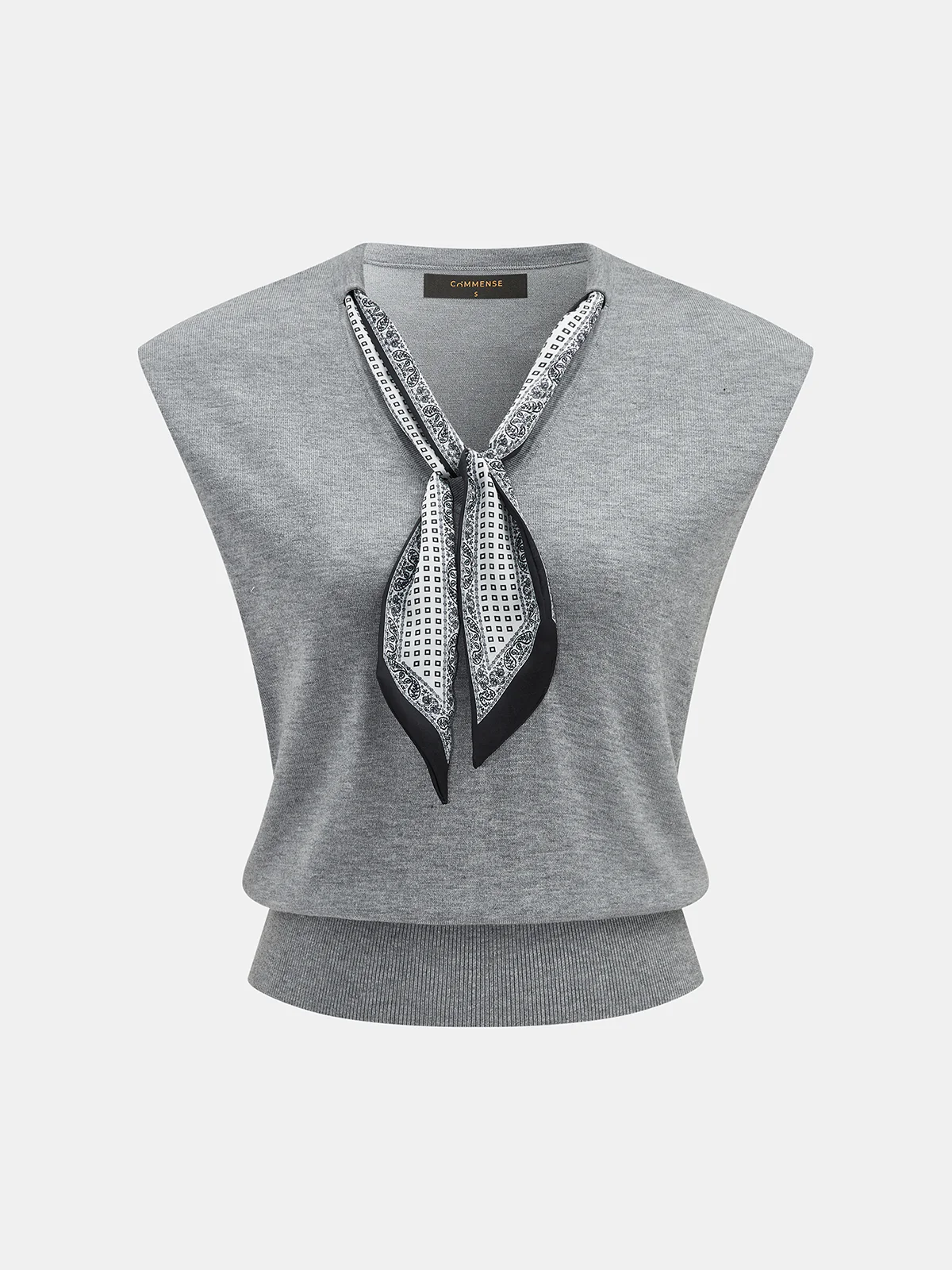 Detachable Scarf Sleeveless Knit Top - Image 2