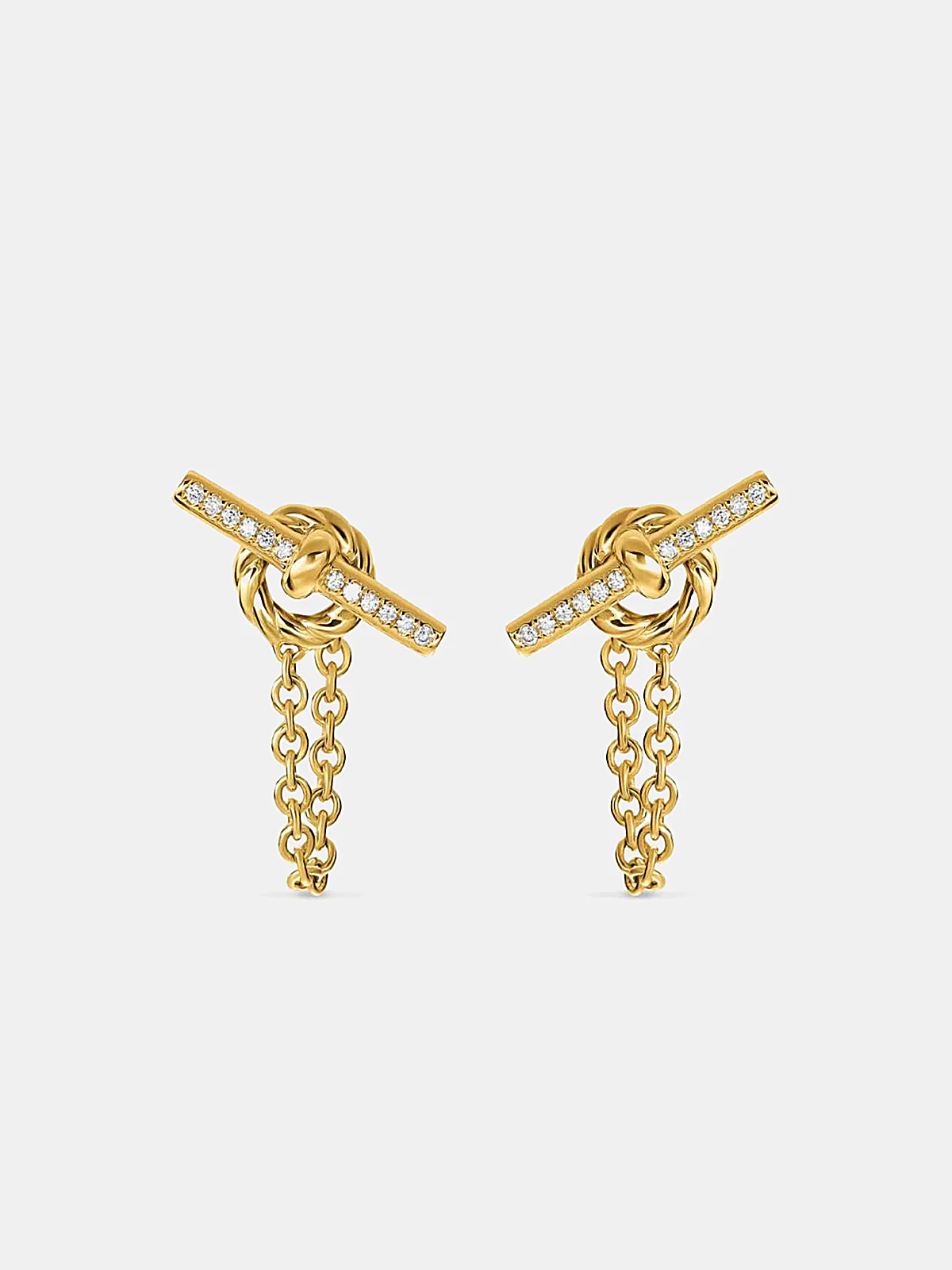 Diamond Bar Chain Drop Earrings - Image 2