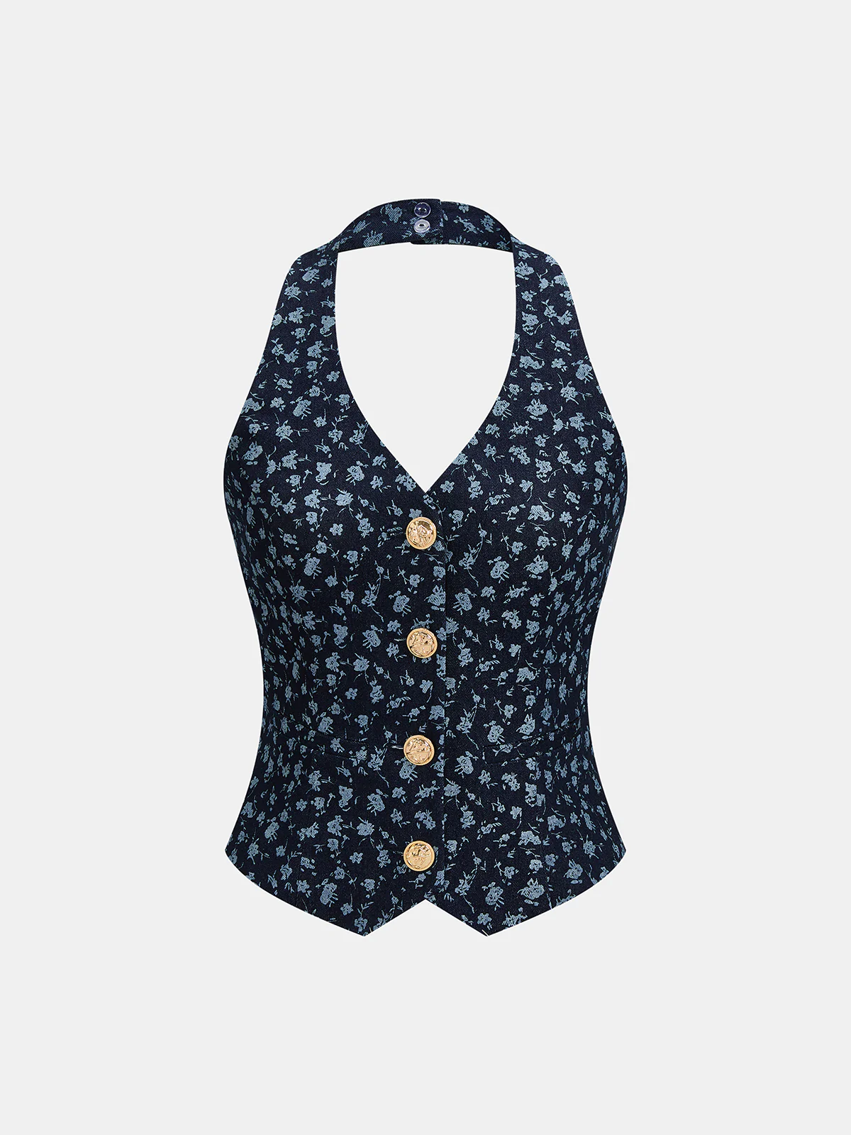 Ditsy Floral Halter Vest & Wide Leg Pants Set - Image 2