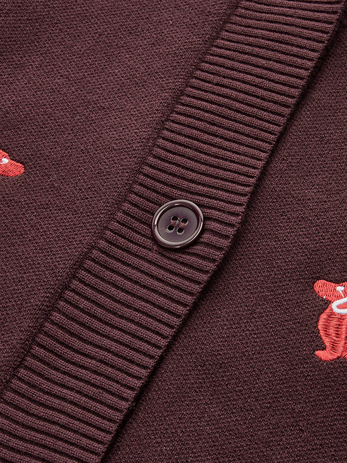 Dog Embroidered V-Neck Cardigan - Image 3